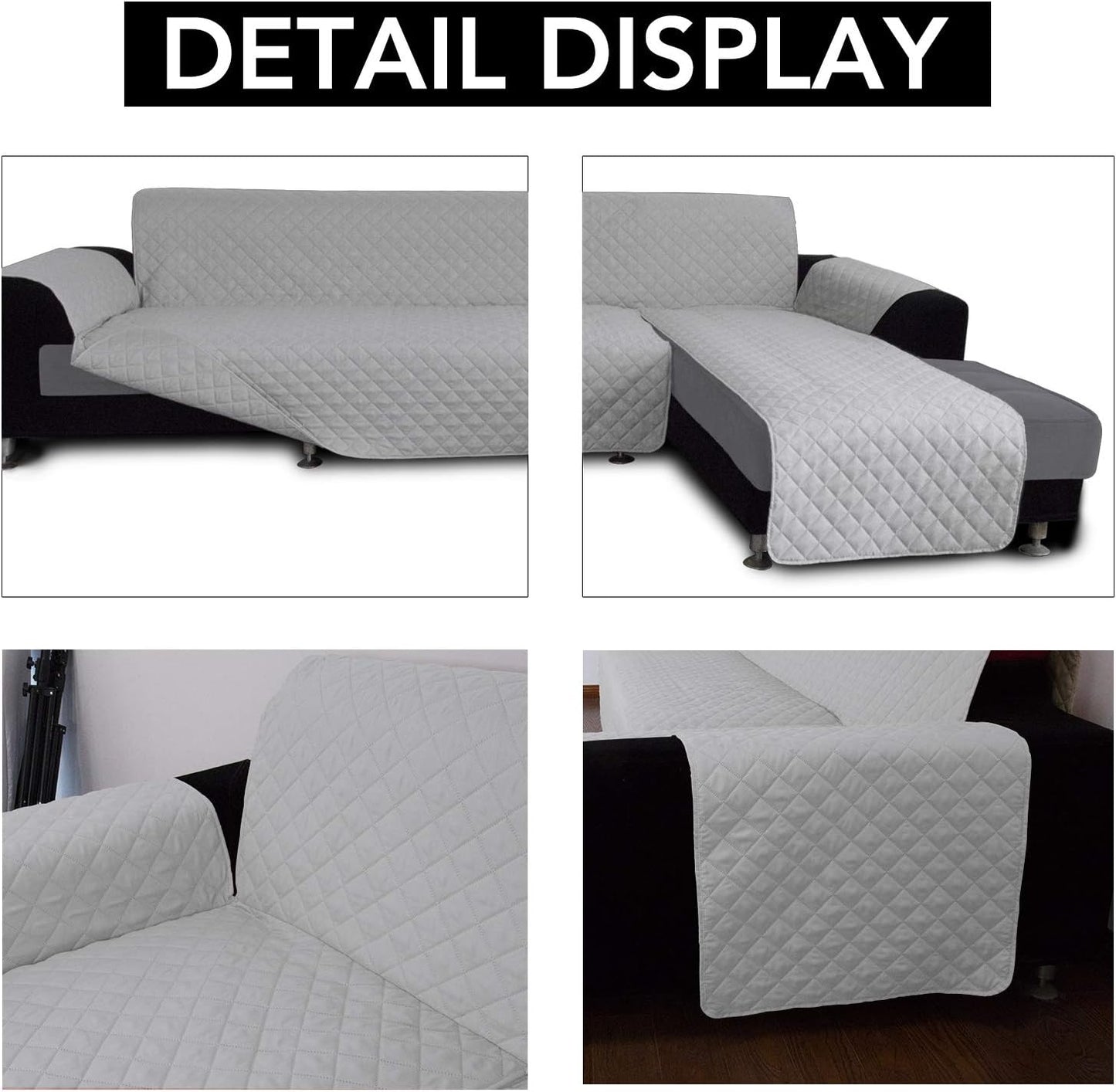 Easy-Going Sofa Slipcover L Shape Sofa Cover Sectional Couch Cover Furniture Protector Mat for Pets Dog Cat (X-Large, Light Gray/Light Gray)