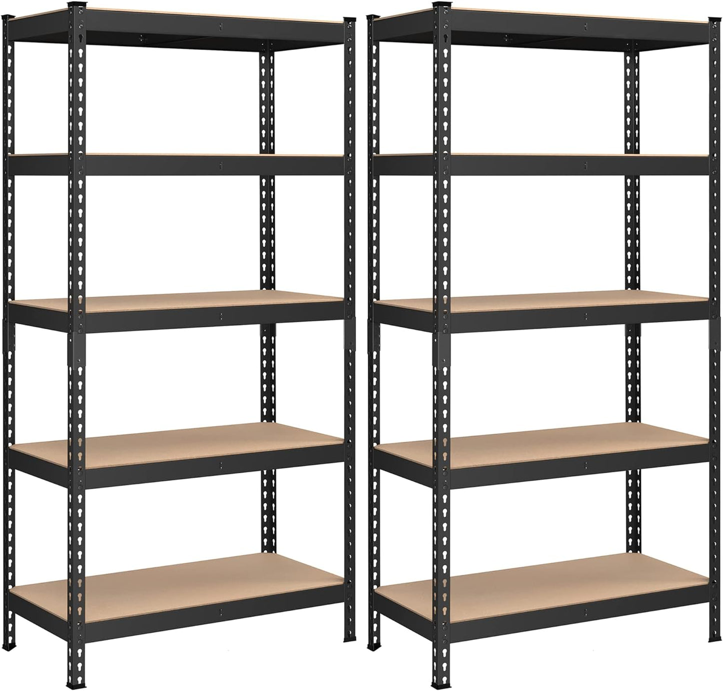 SONGMICS 5-Tier Storage Shelves, Load 2310 lb, Set of 2 Garage Storage, Boltless Assembly, Adjustable Shelving Unit, 17.7 x 35.4 x 70.9 Inches, for Study Shed Basement, Black UGLR450B02