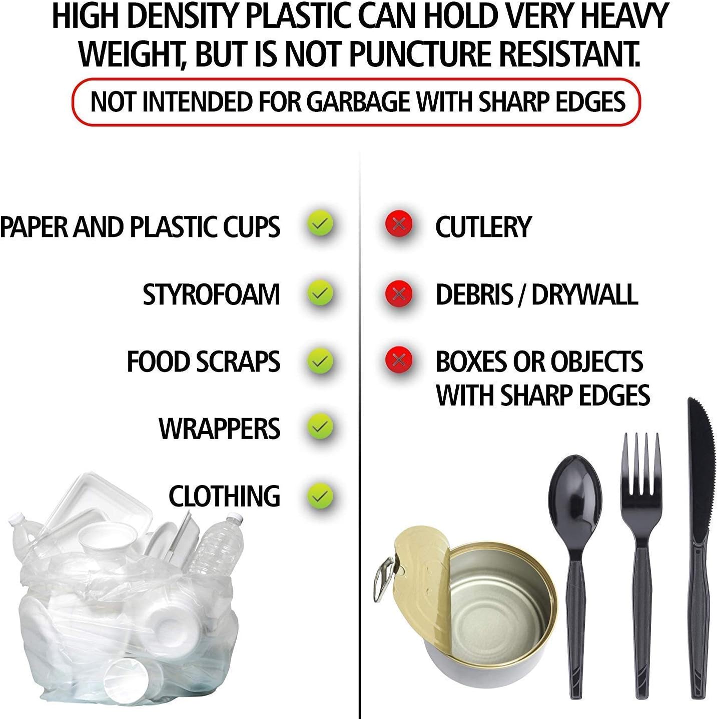 Aluf Plastics High Density Trash Bags, 30 Gallon, 2000 Count, 8 Micron (eq), 30" x 37", Clear, for Bathroom, Office, Industrial, Commercial, Janitorial, Municipal, Recycling