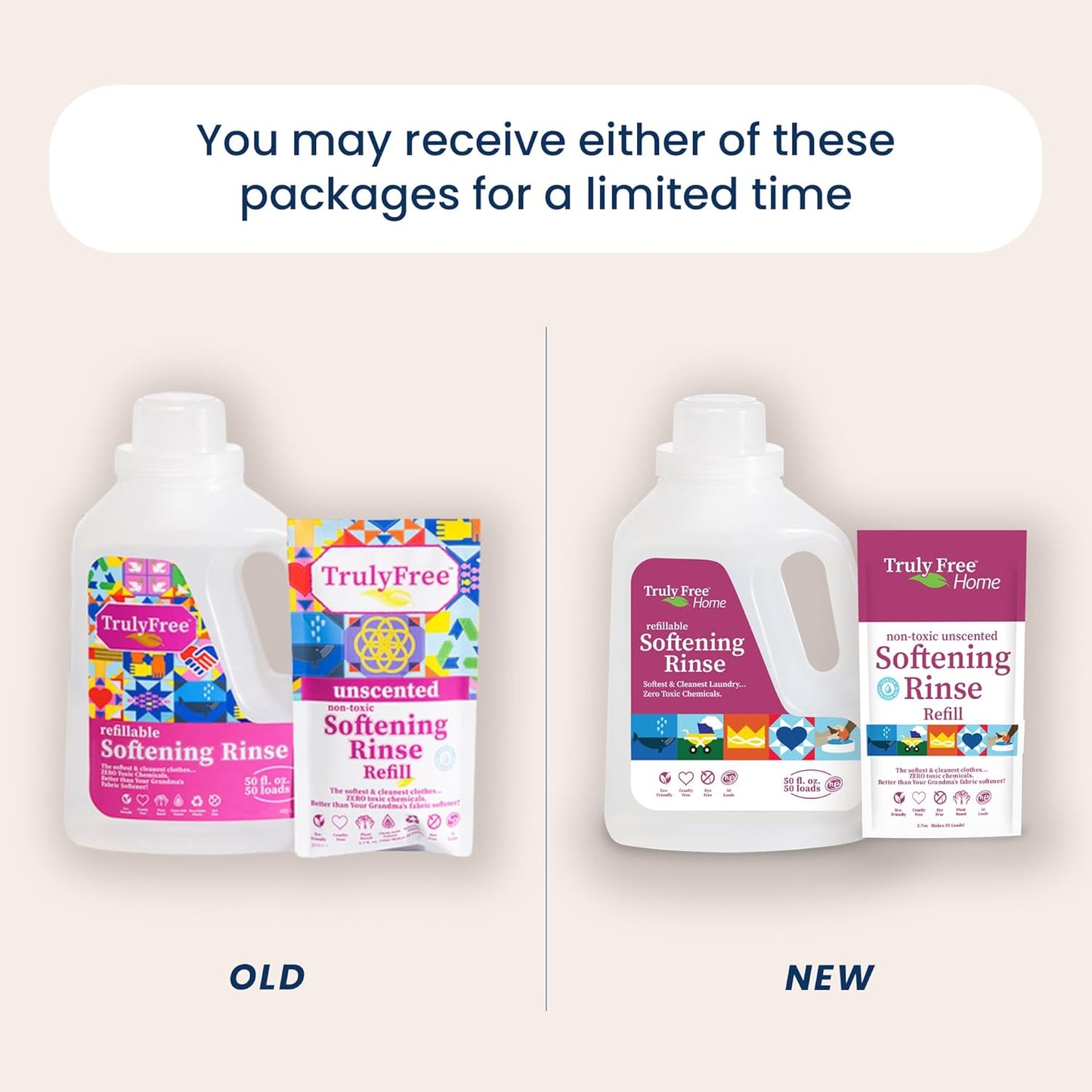 Truly Free Fabric Softening Conditioner for Clothes| Safe for Babies & Kids with Sensitive Skin | Plant-Based | Include 1 Refillable 50oz Bottle with Measuring Cap| Unscented Rinse(50 Loads)
