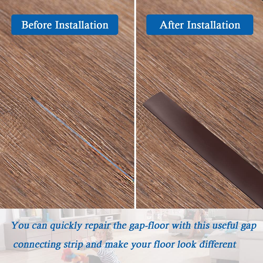 Floor Transition Strip Self Adhesive Floor Cover Strips Laminate 2" Wide Vinyl Flat Divider Transitions (5cm, 10Ft, Brown)