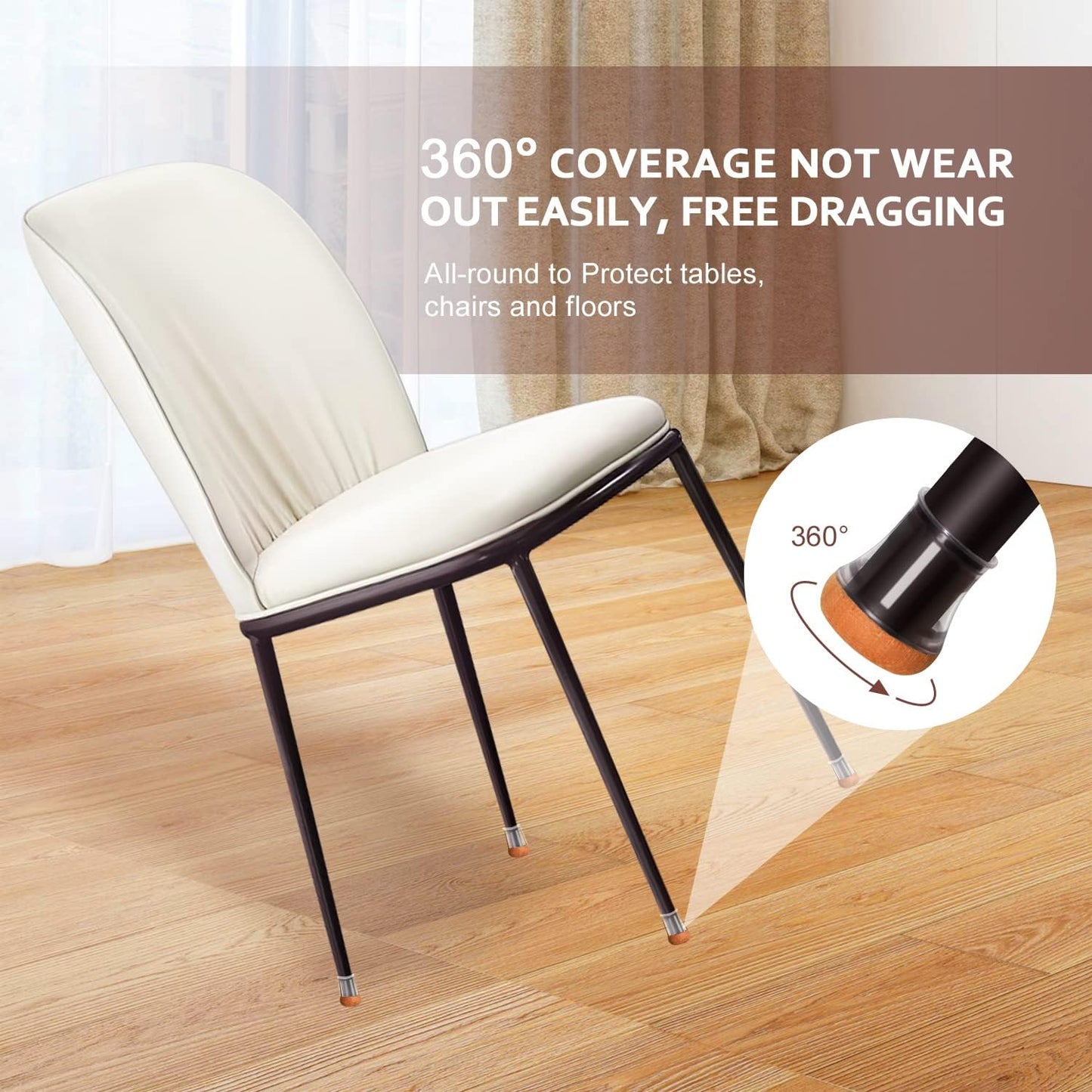 Chair Leg Floor Protectors Chair Leg Protectors for Hardwood Floors Felt Silicone Caps Strengthen Bottom Protection Anti-Scratch Reduce Noise 16 Pack Clear Round Small Fit 1/2" to 3/4" (14-19mm)