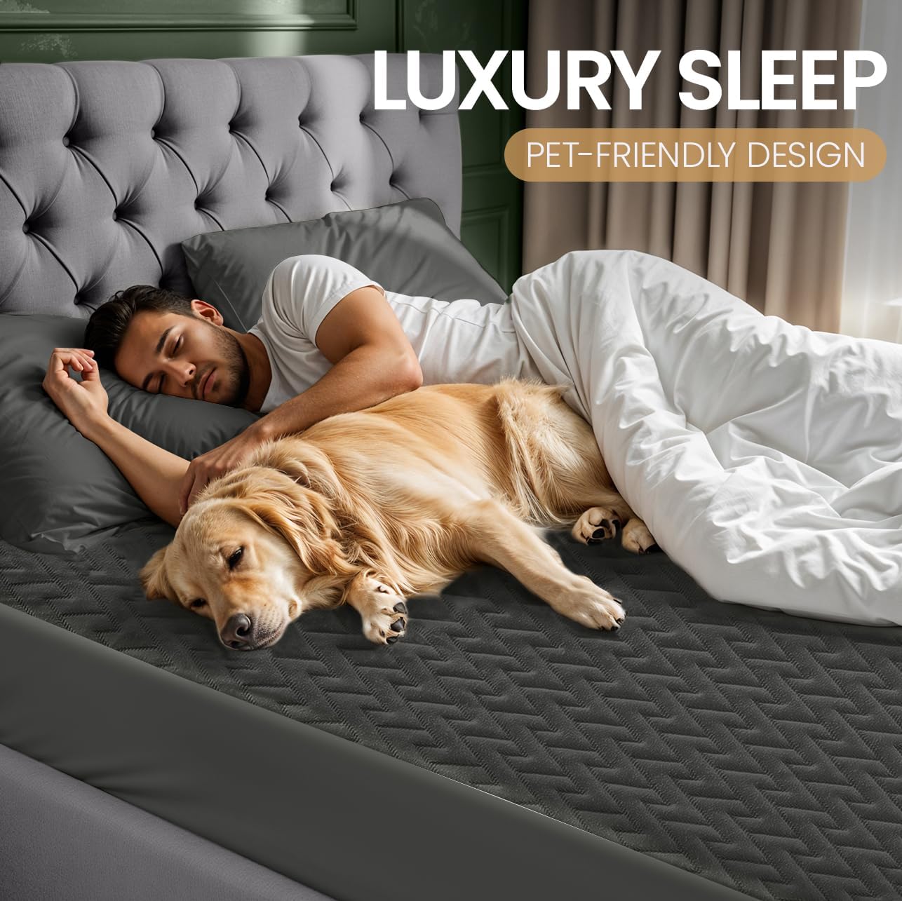 Utopia Bedding Waterproof Mattress Protector Full Size (Gray), Premium 3D Air Soft Fabric Mattress Cover, Fits 17 Inches Deep, Breathable, Fitted Style with Stretchable Pockets