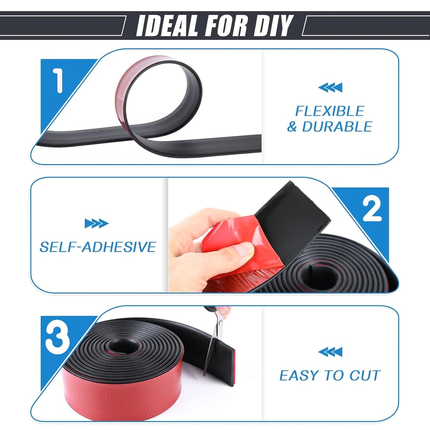 Neoprene Rubber Sheets & Strips with Adhesive Backing - 2" Wide x 1/8" Thick x 15' Long