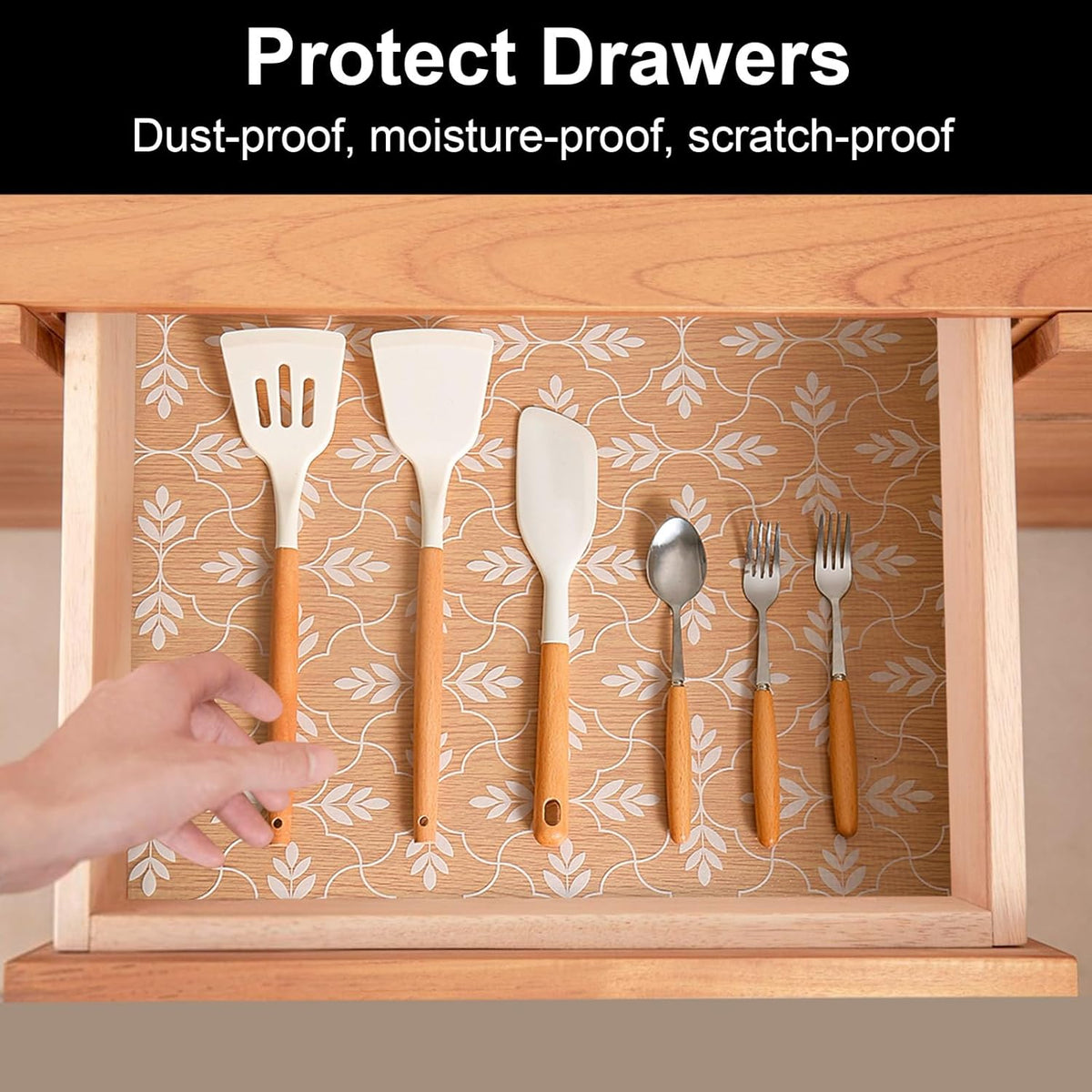 Cooyes Drawer and Shelf Liner, Non-Adhesive Shelf Liners for Kitchen Cabinets, Thick Strong Grip Mats for Desk, Shelves, Bathroom Drawers, Fridge, Cabinet Protection