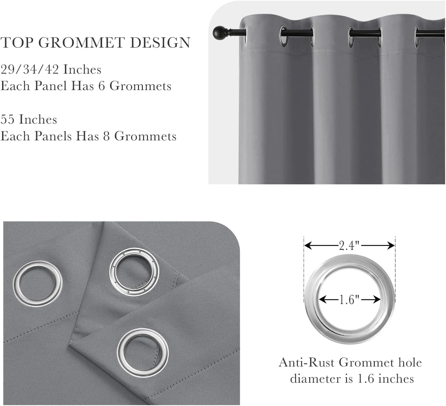 PONY DANCE Short Blackout Curtains for Kitchen, Black Out Thermal Insulated Window Drapes Grommet Room Darkening Half Window Curtains for Studio Dorm Loft(2 Panels, W 34 x L 36 inches, Silver Grey)