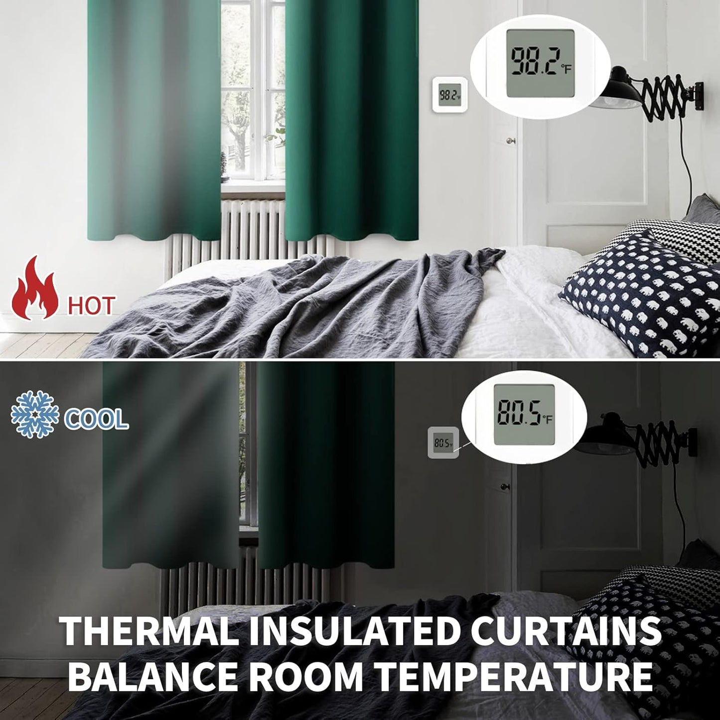 BGment Emerald Green Blackout Curtains 54 Inches Length - Thermal Insulated Rod Pocket Short Room Darkening Drapes for Bedroom Kitchen Bathroom, 42 x 54 Inch, 2 Panels