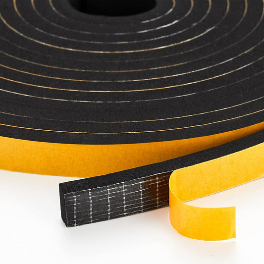 16.5 Feet Weather Stripping Door Seal, 1" Wide X 3/8" Thick Door Seal Strip High Density Foam Tape Adhesive Strip for Door Soundproofing,Window Insulation (1" x 3/8" x 16.5FT,Black)