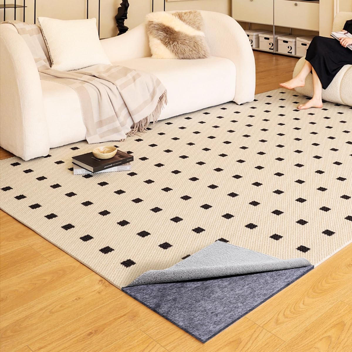 Extra Large Area Rug Cushioned Pad, 5x7 Ft Thick Felt Pad for Hardwood Floors, Keeps Rug in Place Soft