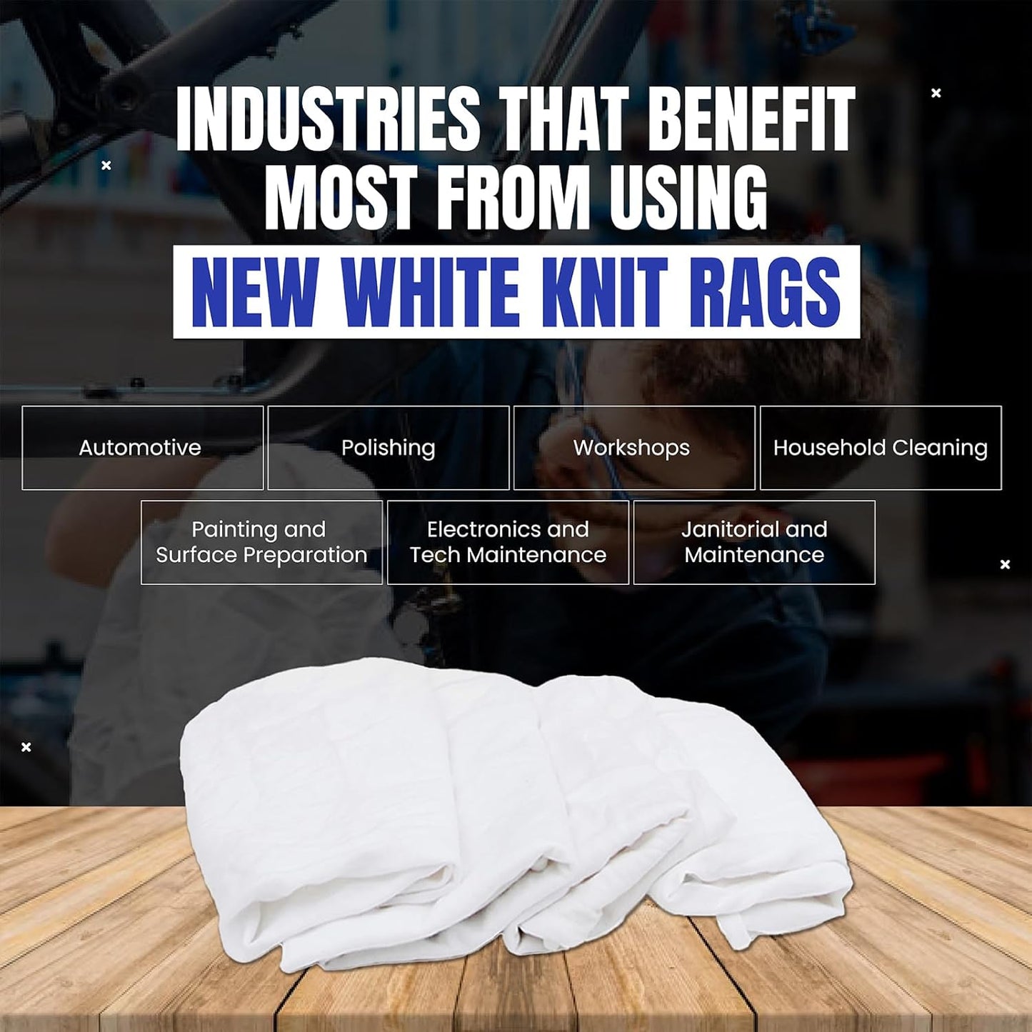 Premium White T-Shirt Cleaning Rags (4 lbs. Bag - Pack of 6) – White Cotton Rags for Cleaning, Staining, Painting, Oil, Grease & Dust Removal – Shop Rags Bulk for Multipurpose use