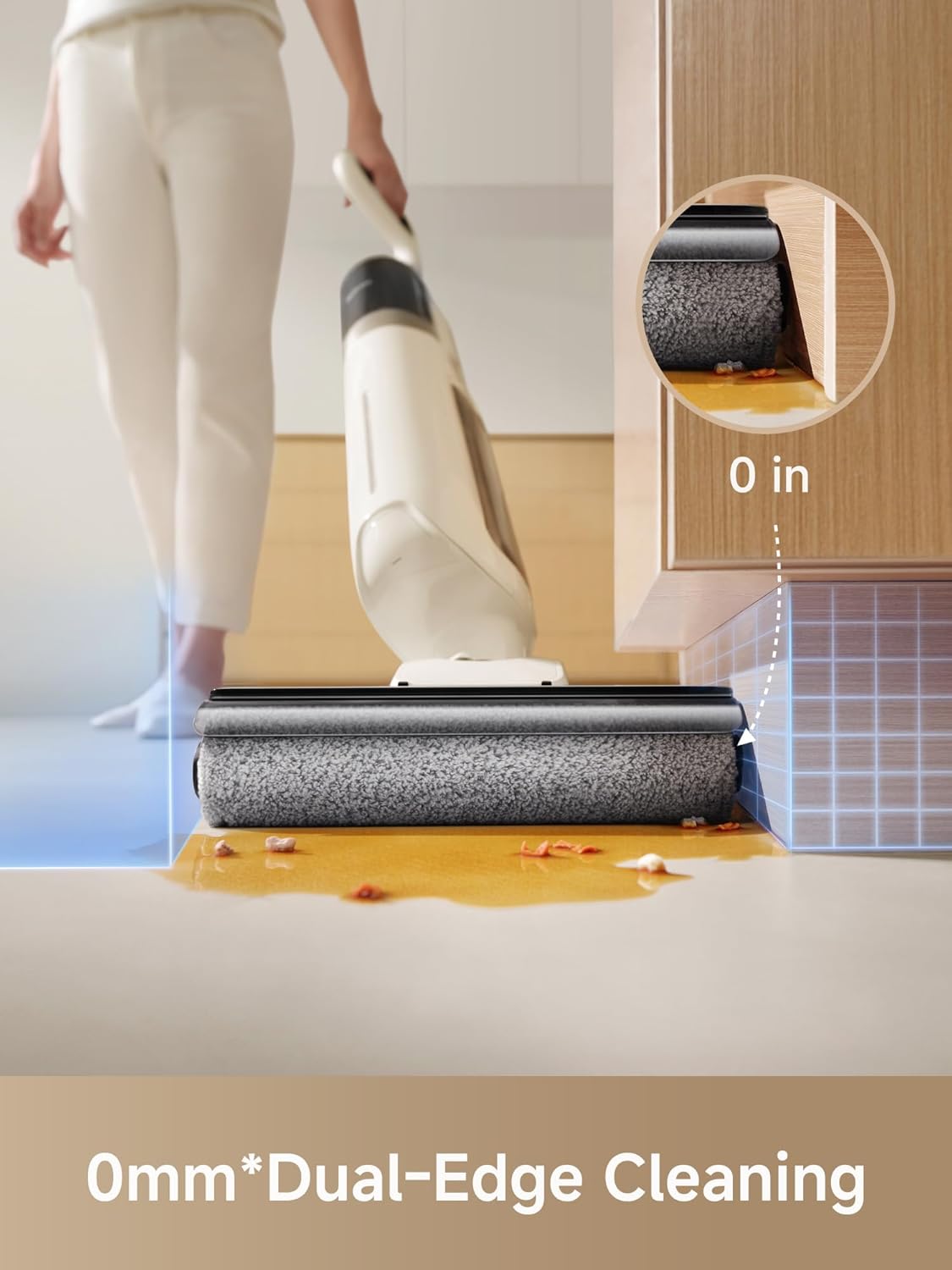 MOVA K30 SE Wet Dry Vacuum Cleaner, 180° Lie-Flat Reach Smart Vacuum Mop, 0 in Dual-Edge Cleaning, one-press self-cleaning, Lightweight, Powerful 18000Pa Suction Floor Cleaner for Hard Floors Pet Hair