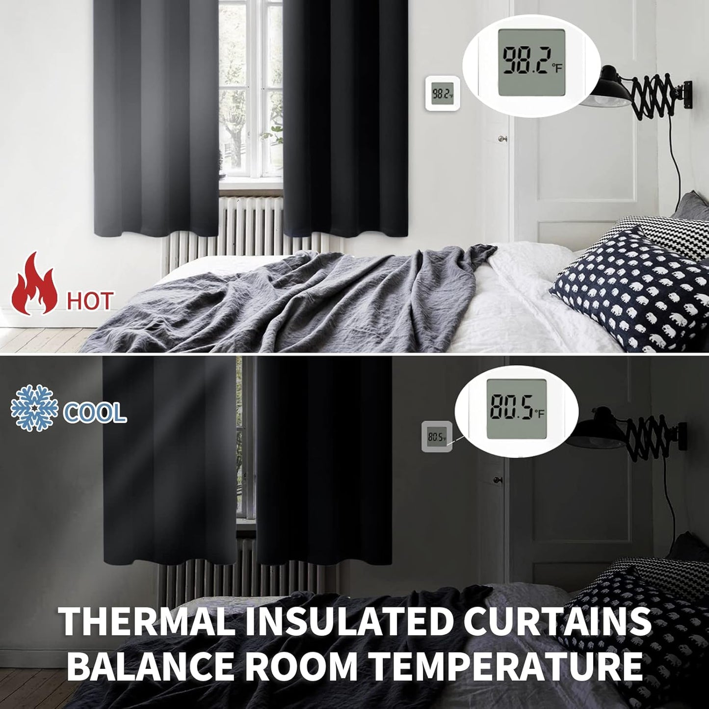 BGment Rod Pocket Blackout Curtains for Bedroom - Thermal Insulated Room Darkening 52 Width 63 Inches Length Window Curtain for Living Room, 52 x 63 Inch, 2 Panels, Black