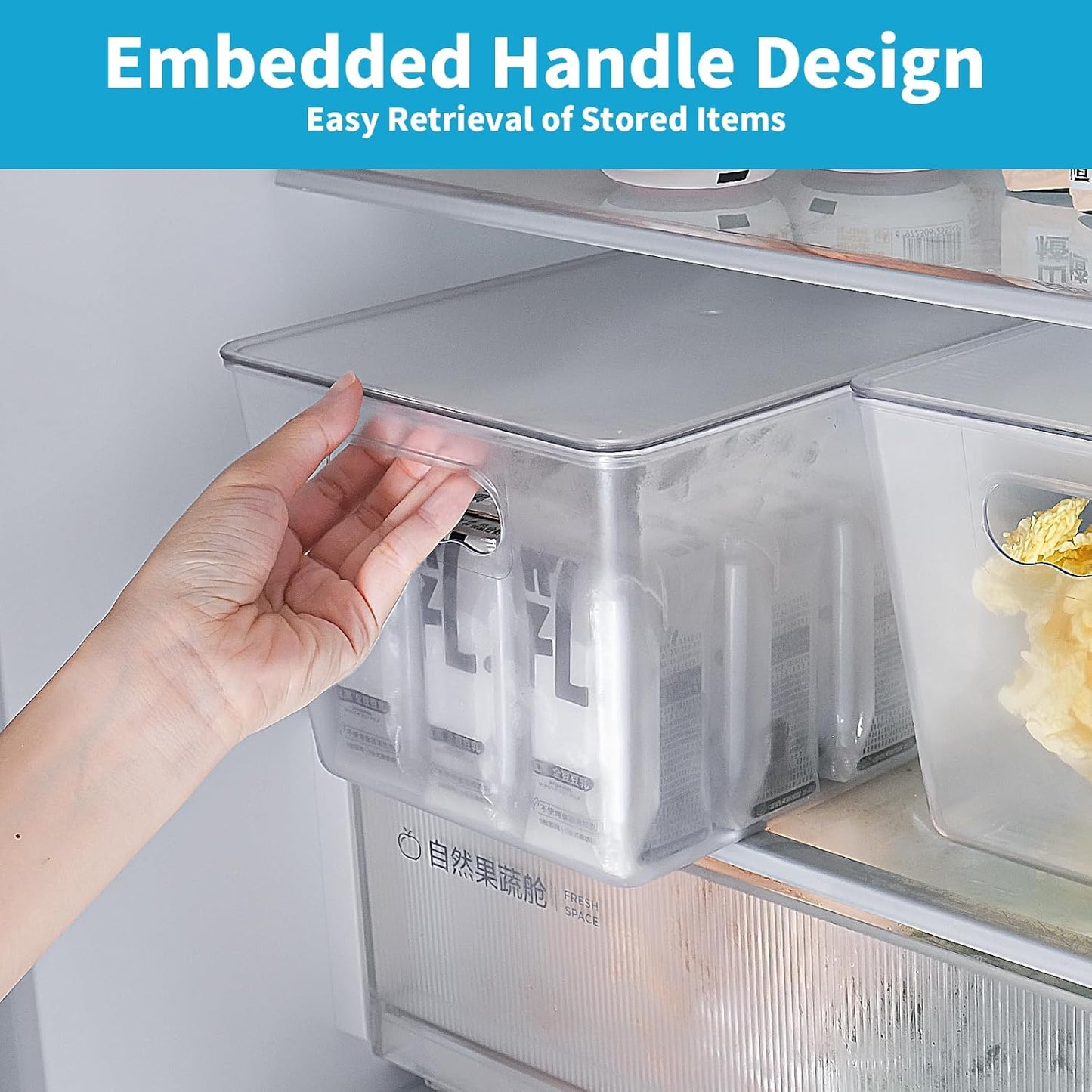 Clear Stackable Storage Bins, Pantry Organizers & Storage Containers, Cabinet Organizer, Home Organization Must Haves for Kitchen, Laundry Room, Office, Closet & Freezer (6 Pack with Lids)