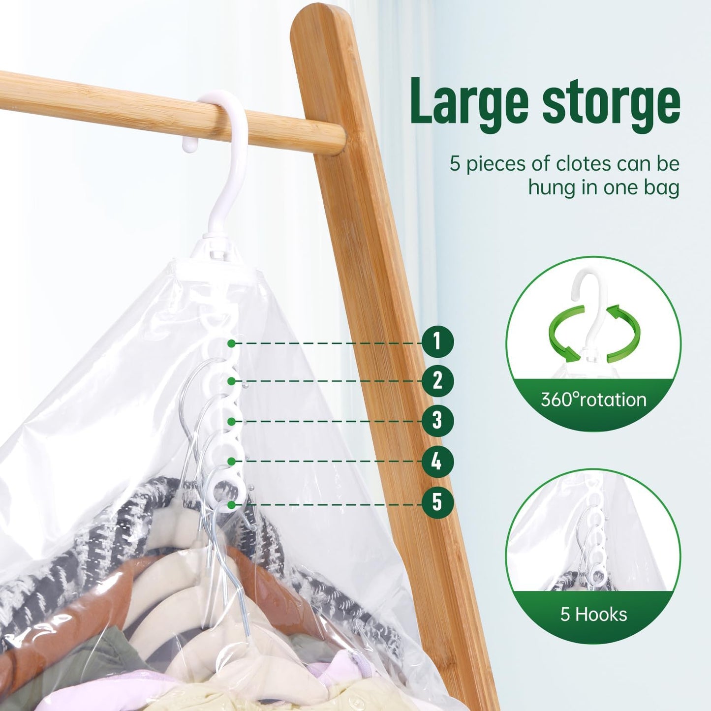 Hanging Vacuum Storage Bags For Clothes With Hand Pump,Coat Storage Bag Hanging,Vacuum Bags For Clothes,Space Saver Vacuum Storage Bags,Garment, Clothing, Dress, Suit, Long Coat, Jacket(Short 4 Pack）