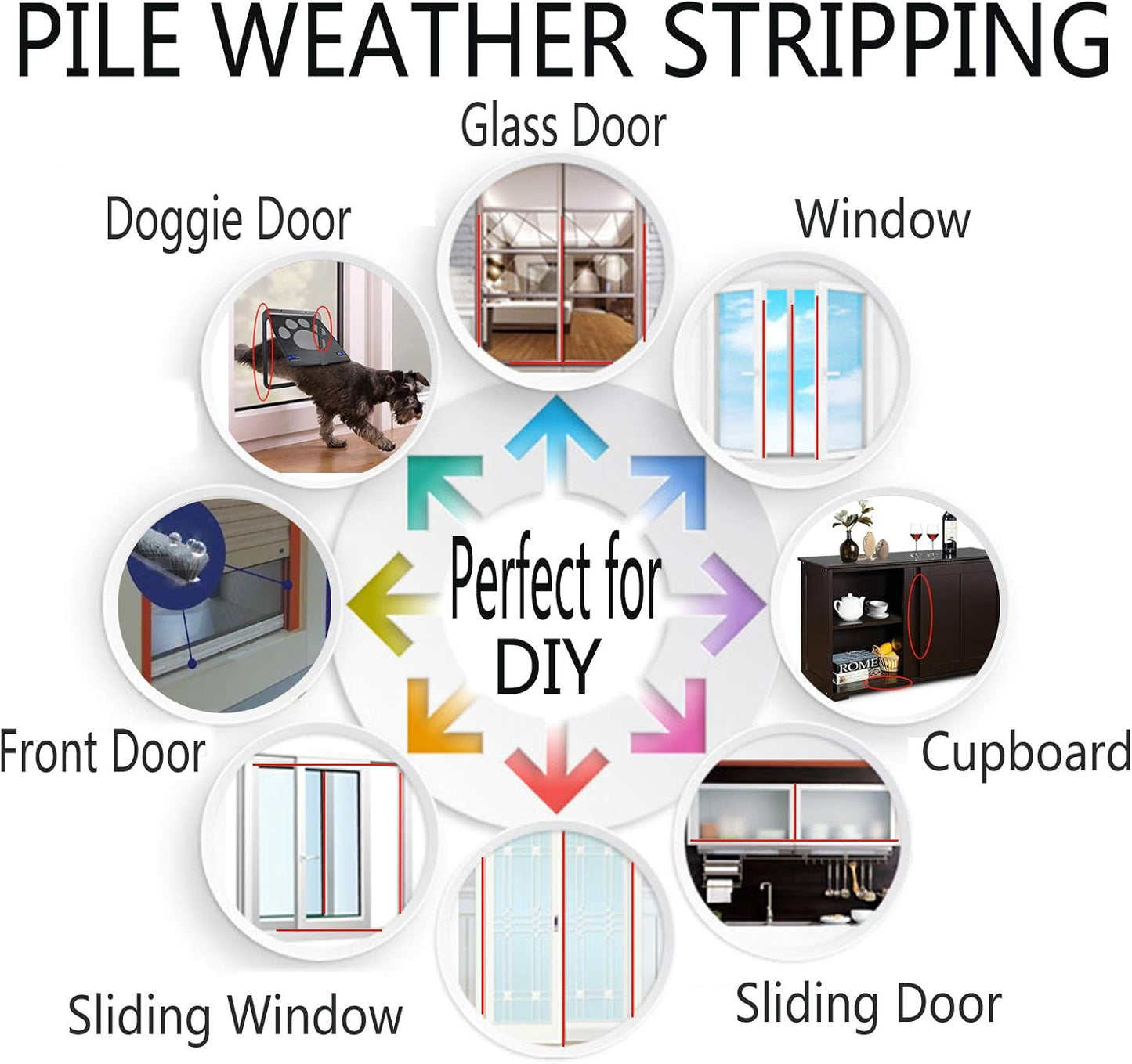 Weather Stripping Brush for Sliding Windows/Doors Frame Side,Pile Self Adhesive Weatherstrip Seal Strip Sealer Draft Stoppers (16.5ft x11/32 x 3/16 Brush inch, Grey)