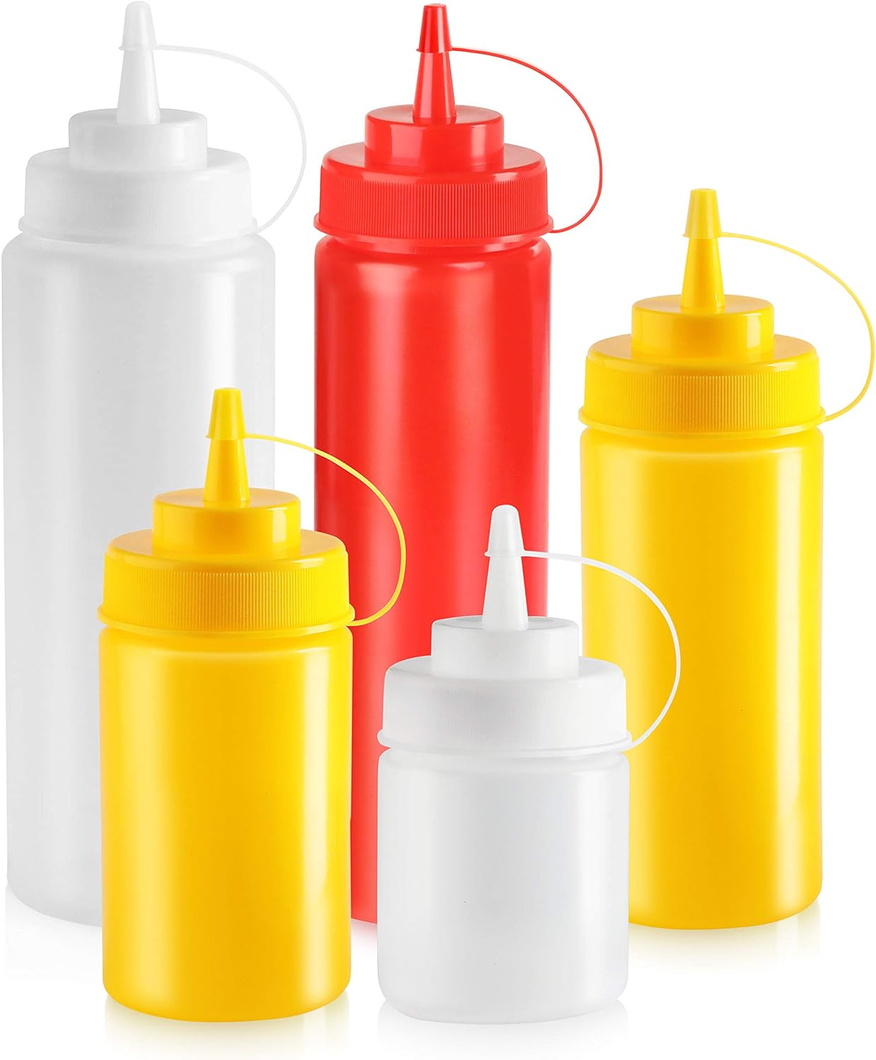 New Star Foodservice 26283 Squeeze Bottles, Plastic, 8 oz, Red, Pack of 6