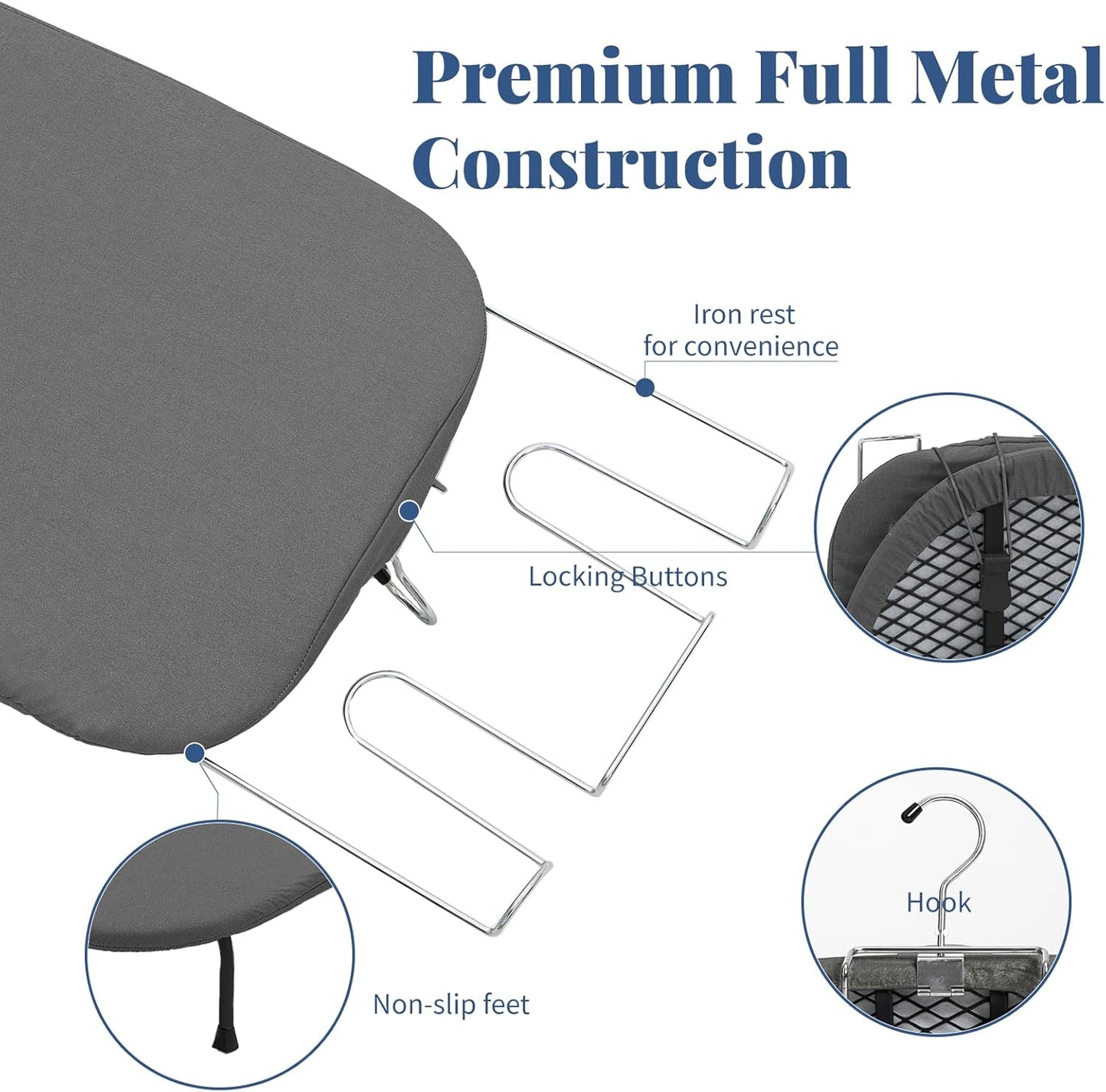 Tabletop Ironing Board with Iron Holder, RAINHOL Small Folding Ironing Board with Cover and Pad, Portable Compact Mini Iron Table for Home & Travel, Black