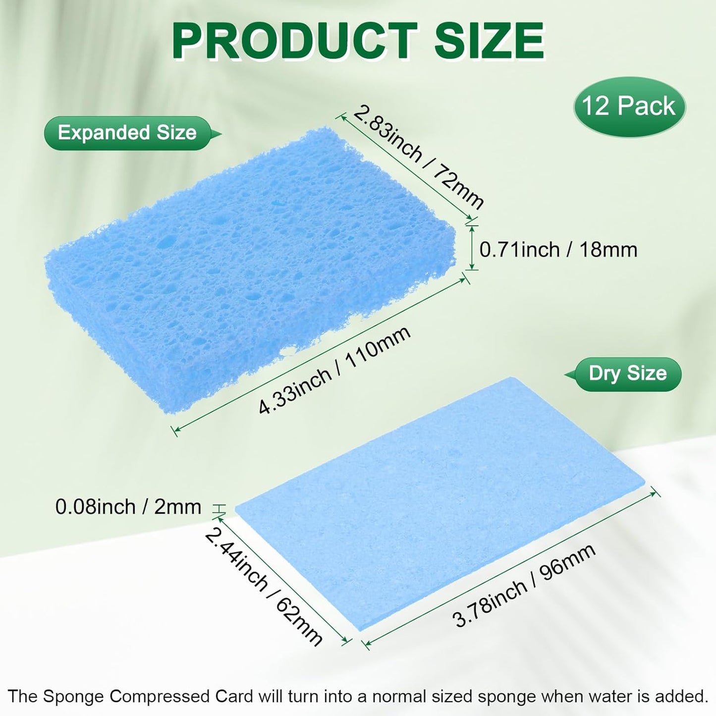 12-Pack Kitchen Sponges, Condense Eco Cellulose Non-Scratch Scrub Heavy Sponge for Kitchen/Household/Bathroom, Clean Tough Messes Dish Scrubber [Blue]