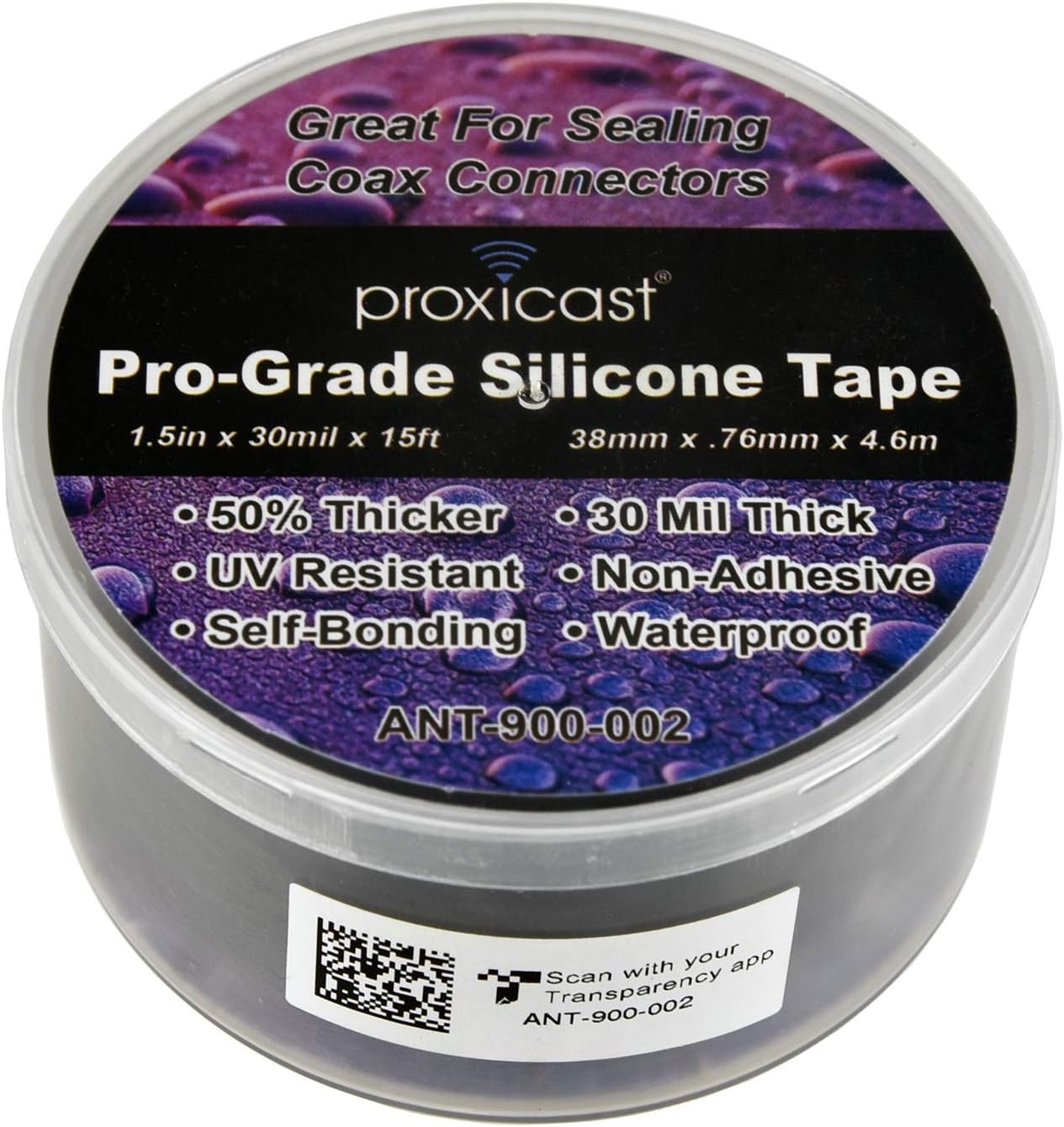 Proxicast Pro-Grade Extra Strong 30mil Weatherproof Self-Fusing Silicone Rubber Sealing Tape For Outdoor Antenna Coax & Electrical Cables, Hose/Pipe Leaks & Emergency Repairs (1.5" x15' roll) - Yellow