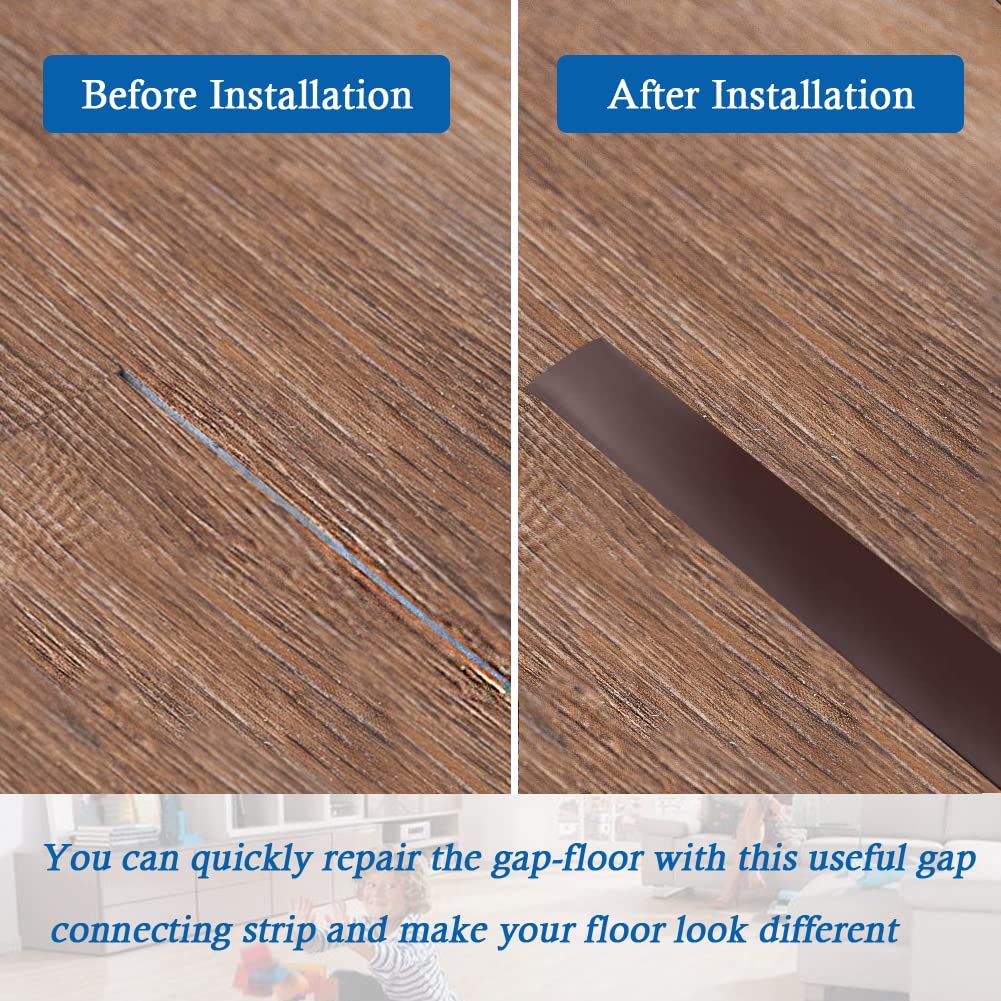 Floor Transition Strip Self Adhesive Floor Cover Strips Laminate 2" Wide Vinyl Flat Divider Transitions (5cm, 3.3Ft, Brown)