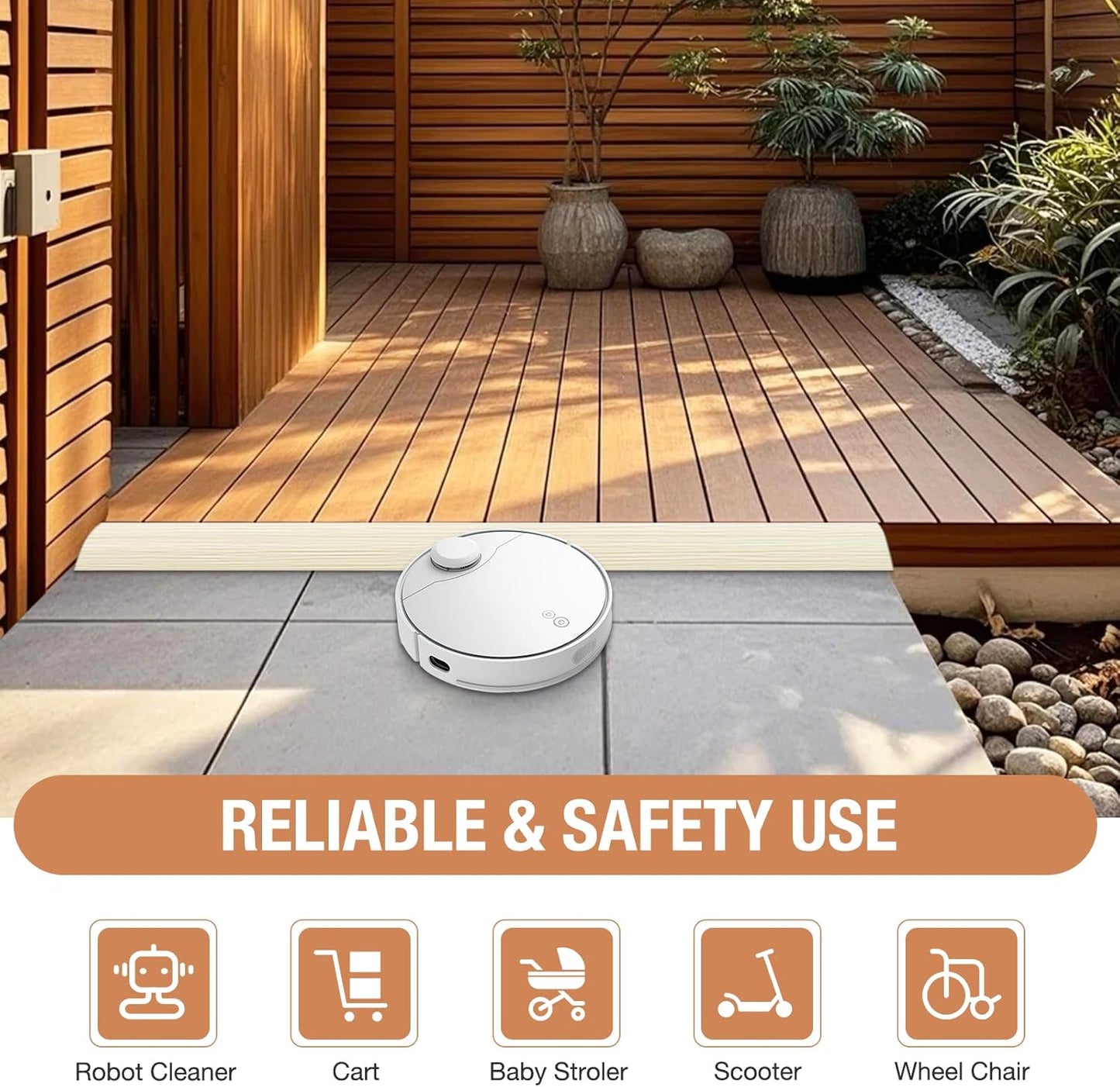 Floor Transition Strip Self Adhesive Vinyl Door Threshold for Doorways Carpet Edging Trim Overlap Edge Reducer for Laminate Floor, Carpet, Tile (Beige Wood Grain, 2/5" to 3/5", 6.6Ft)