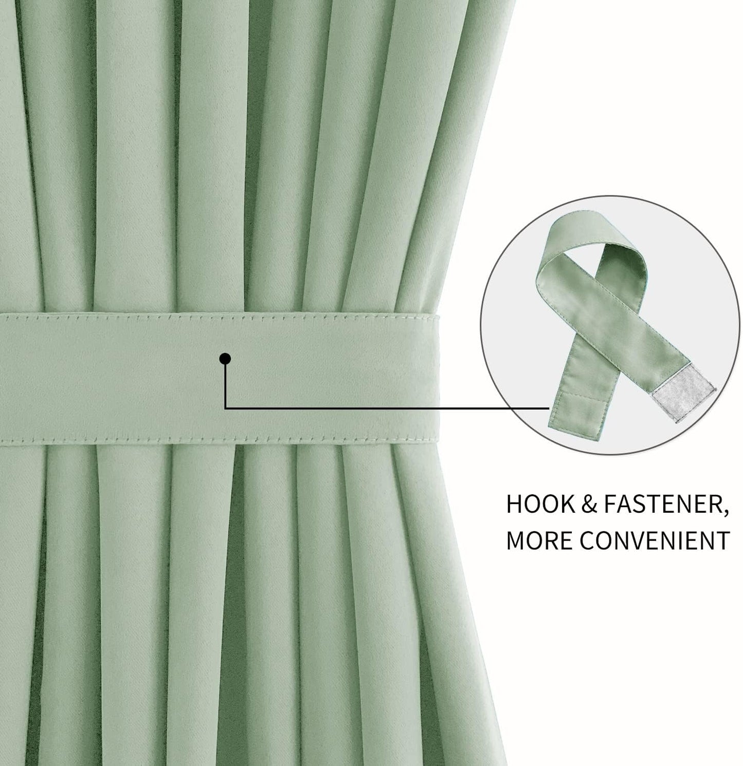 DWCN French Door Curtains – Rod Pocket Thermal Blackout Curtain for Doors with Glass Window, Kitchen and Patio Doors for Privacy, 23 X 72 Inches Long, 1 Curtain Panel with Tieback, Bean Green