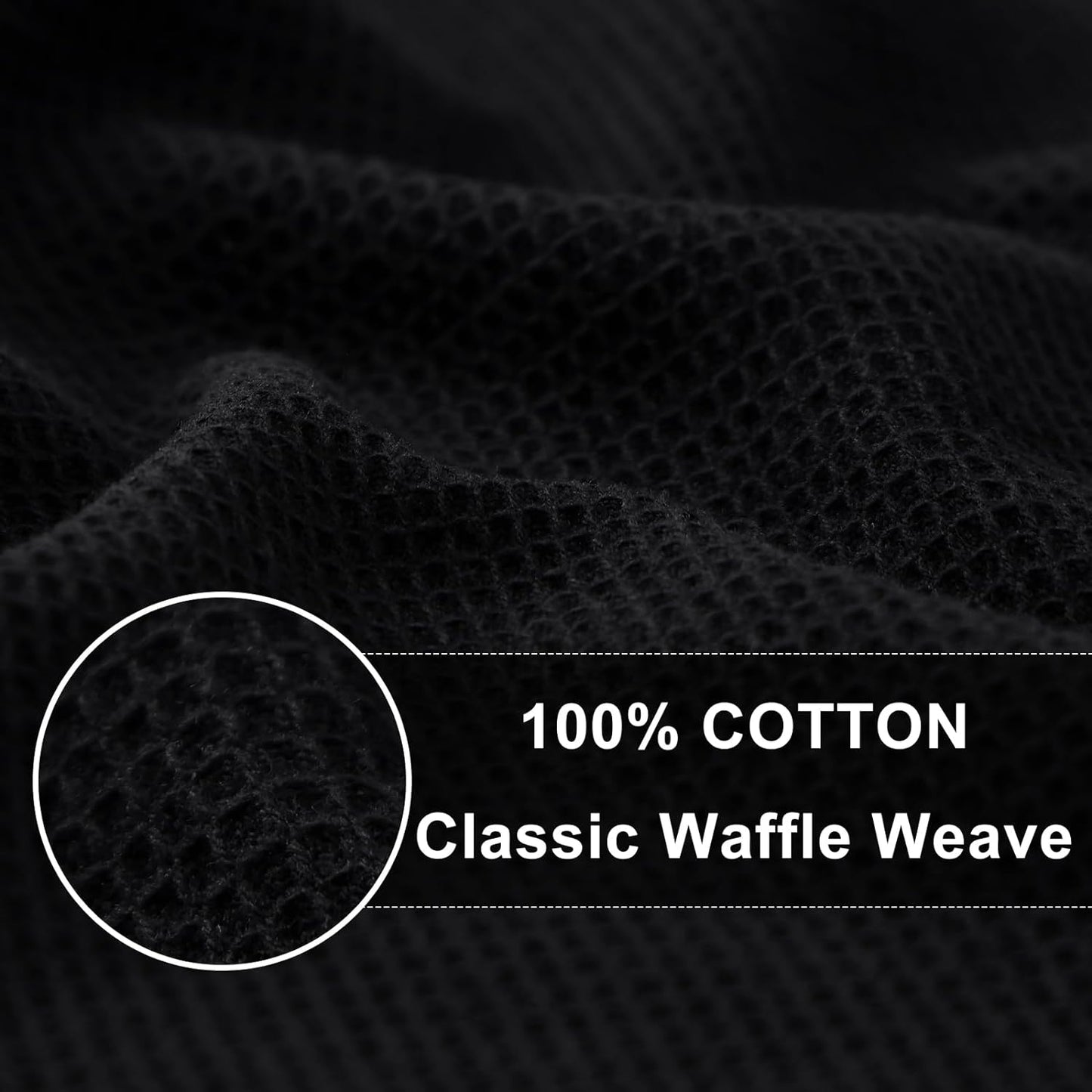 Homaxy 100% Cotton Waffle Weave Dish Cloths - 6 Pack Soft and Absorbent Dish Towels - 12 x 12 Inches Quick Dry Dish Rags - Black