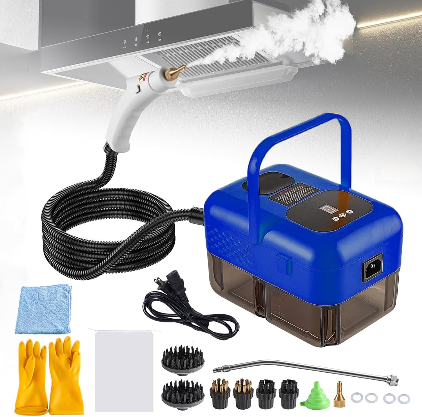 Handheld Steam Cleaner for Home, 2500W High Pressure Steamer for Cleaning, 9-Level Multipurpose Steam Cleaner for Car Floor Upholstery Kitchen Bathroom Grout Tile, 14 Accessories Included (Dark Blue)