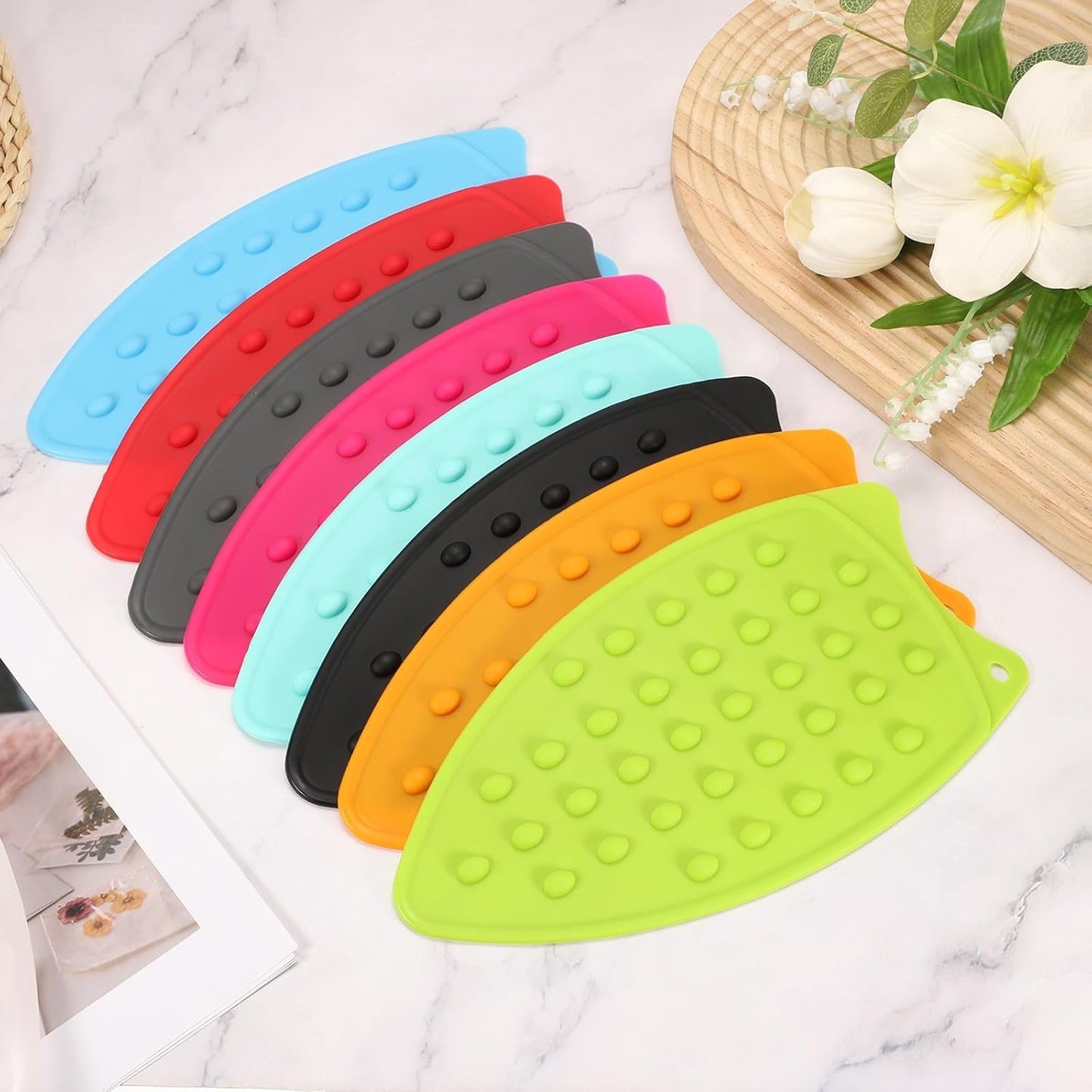 PATIKIL Silicone Iron Rest Pad, 2 Pcs Multipurpose Hot Heat Resistant Iron Rest Plate Protective Pad for Ironing Board Hot Resistant Steamer Steam Compact Mat, Green