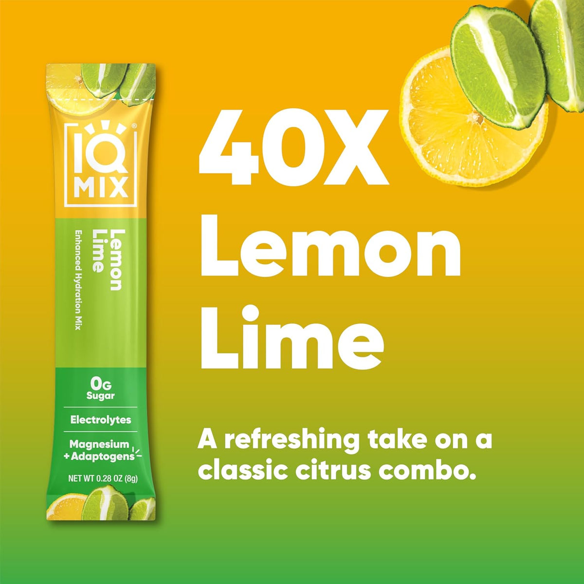 IQMIX Hydration Electrolyte Powder – 4-in-1 Formula for Hydration, Mental Clarity, Mood and Recovery – Sugar-Free Drink Mix, Keto, Magnesium L-Threonate, Lion’s Mane – 40 Count Lemon Lime