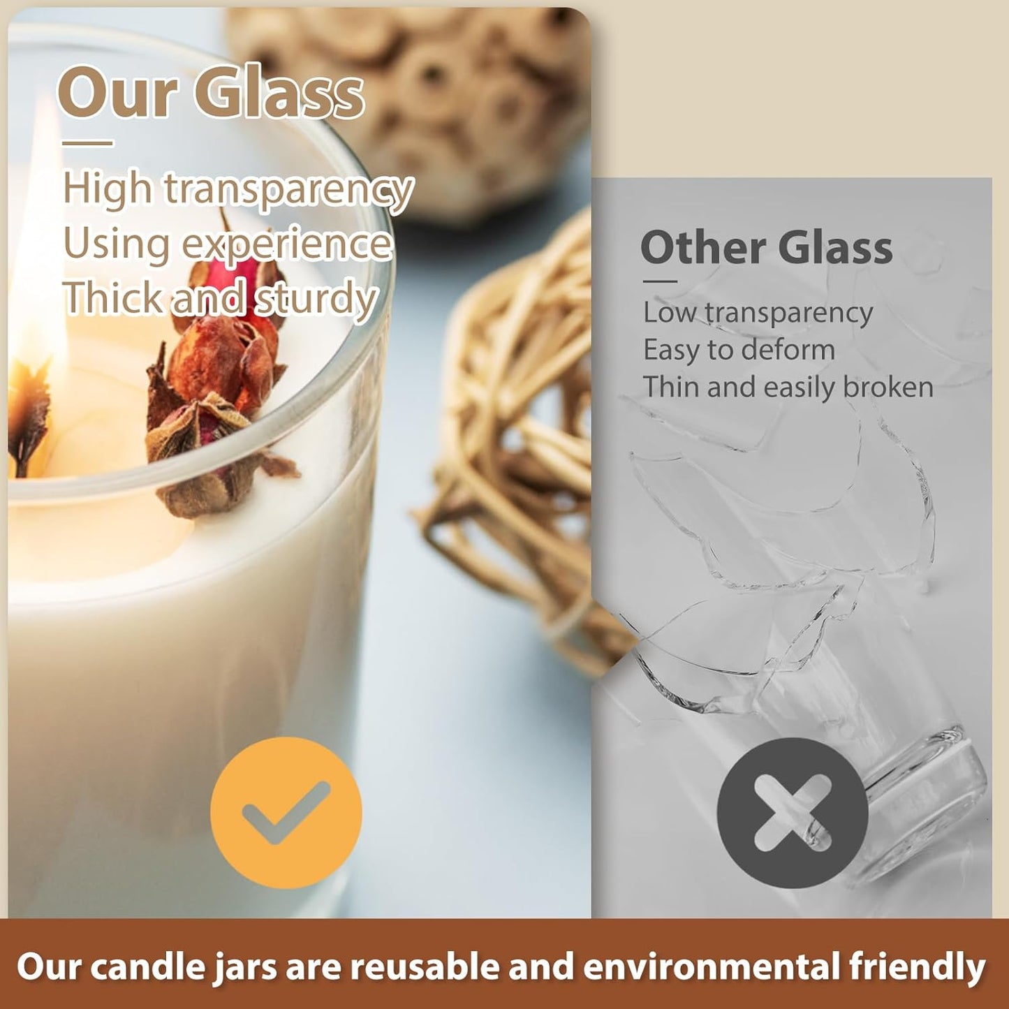 Thick Candle Jars for Making Candles 12 Pcs, 7 OZ Empty Jars with Wood Lids for Candle Making, Sample Container, Frosted Grey