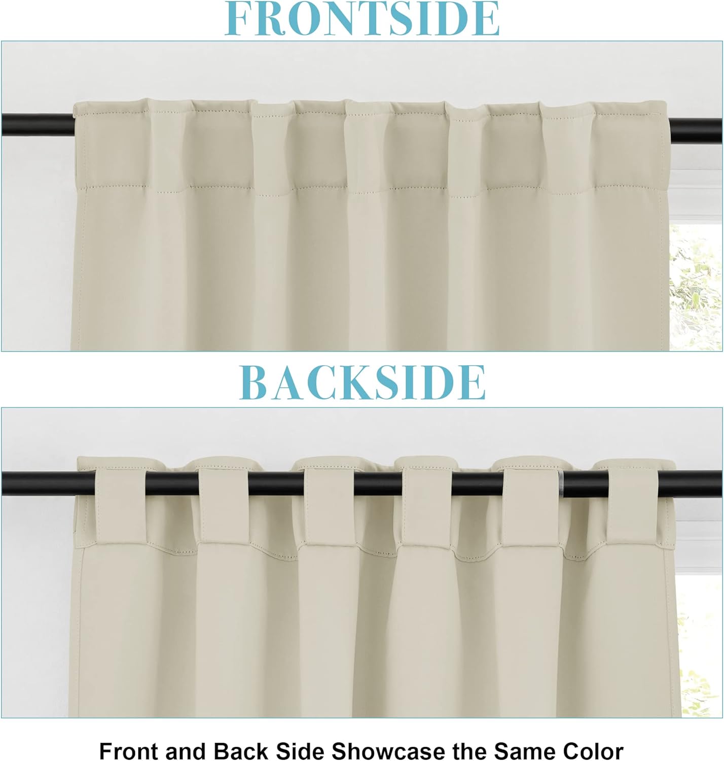 RYB HOME Small Window Curtains Blackout, Privacy Thermal Insulating Drapes for Bedroom Bathroom Basement Cafe Classroom Window Decor, W 34 x L 45 inches, Beige, 2 Panels