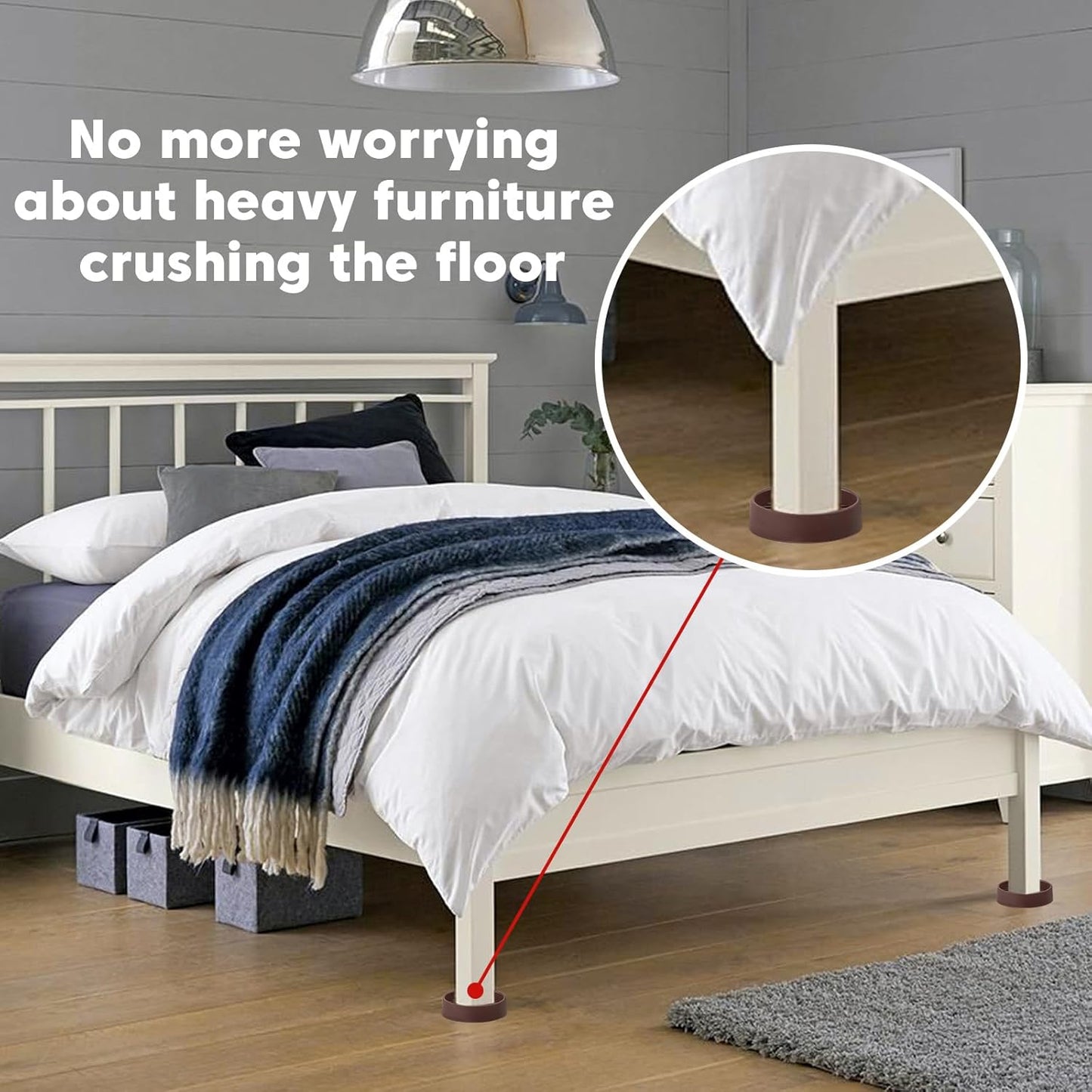 8Pcs 3"*3" Rubber Non-Slip Furniture Pads Heavy Duty Furniture Casters Cups Sofa Feet Floor Protectors for Beds Sofas Pianos and Other Large Furniture (Round, Brown)