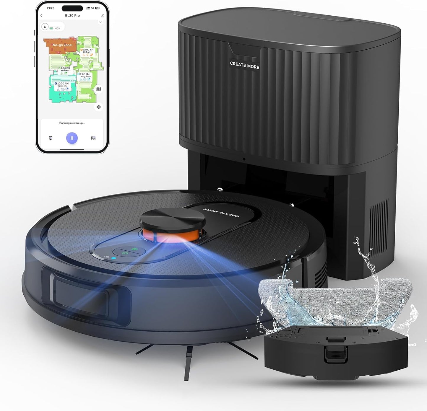 Robot Vacuum and Mop with Self-Emptying, 5000Pa Robot Vacuum Cleaner with LiDAR Navigation, Mapping,60-Day Hands-Free, Wi-Fi/App/Alexa Control, Ideal for Pet, Hard Floors, Carpet