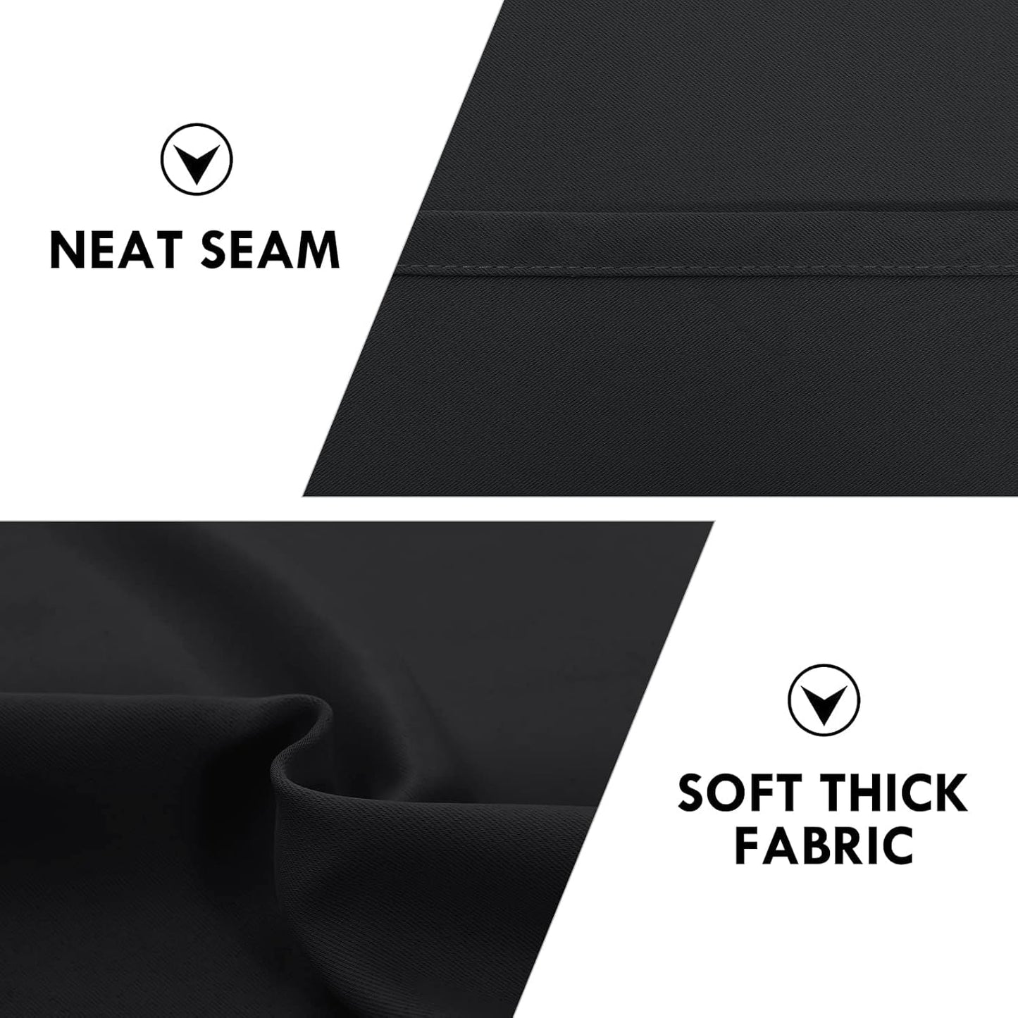 DWCN Blackout Curtains for Living Room Thermal Insulated, Energy Saving & Noise Reducing Bedroom Curtains, Black, W 70x L 84 Inch, Set of 2 Rod Pocket Curtain Panels
