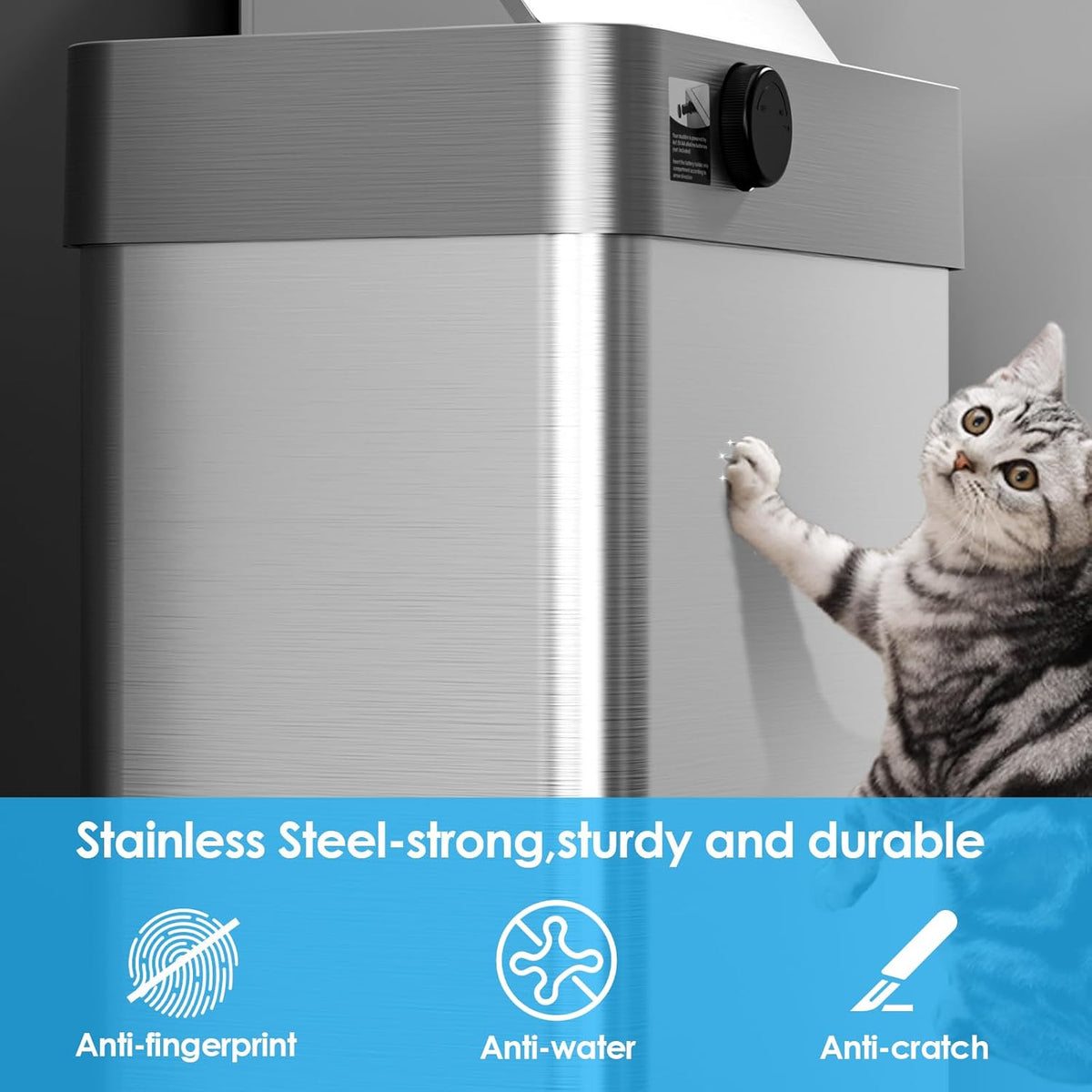 TLSUNNY 21.1 Gallon Motion Sensor Trash Can,Touchless Automatic Garbage Can,Brushed Stainless Steel Smart Bin,with Bag Holder,Soft Close Lid,for Kitchen,Office,RV,Bedroom,Living Room (Silver, 80L)