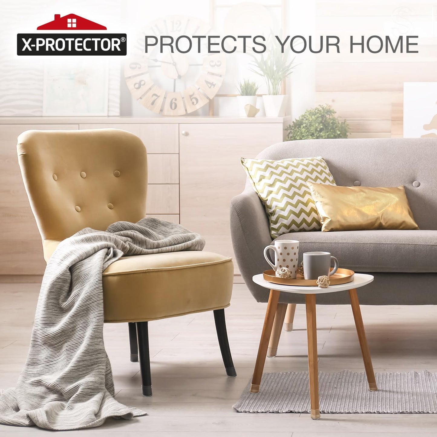 X-Protector Silicone Chair Leg Floor Protectors with Non-Slip Furniture Pads - 24 PCS 1.3" - 2" - Anti-Slip Chair Leg Covers - Non-Skid Furniture Leg Caps - Furniture Pads for Hardwood Floors!