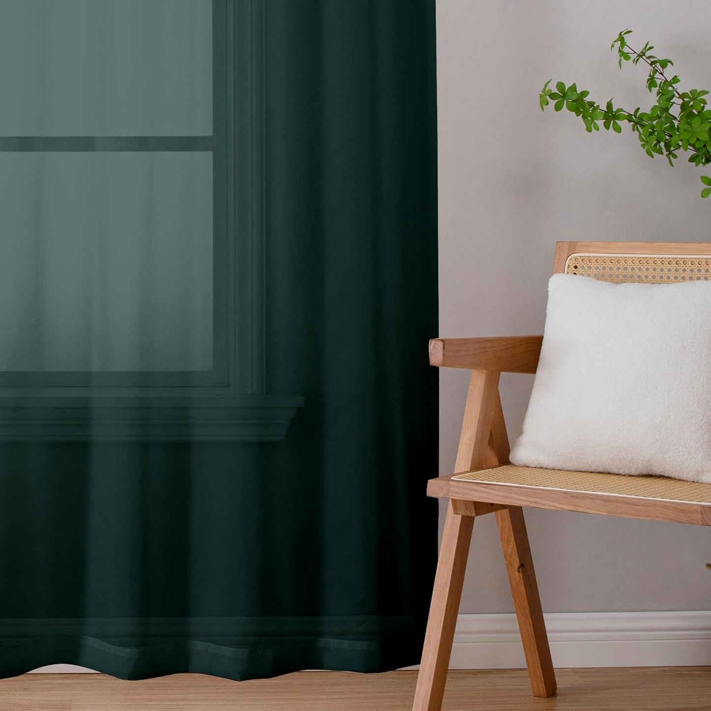 Chyhomenyc Sheer Hunter Green Curtains 90 inches Long 2 Panels, Light Filtering Soft Airy Solid Elegant Voile Window Treatment Drapes for Bedroom Living Room Wedding Party Decor, 42 Wx90 L Inches