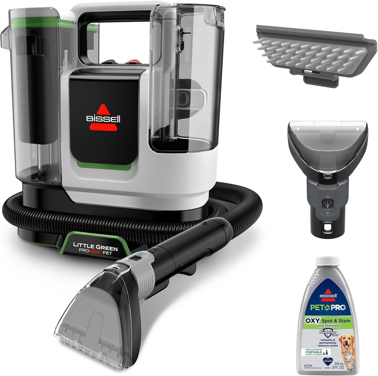BISSELL® Little Green® Proheat® Pet, Portable Deep Cleaner with Heated Cleaning Technology, Self-Cleaning Tough Stain Tool and Pet Pro Oxy Triple Action Formula Included, 3969