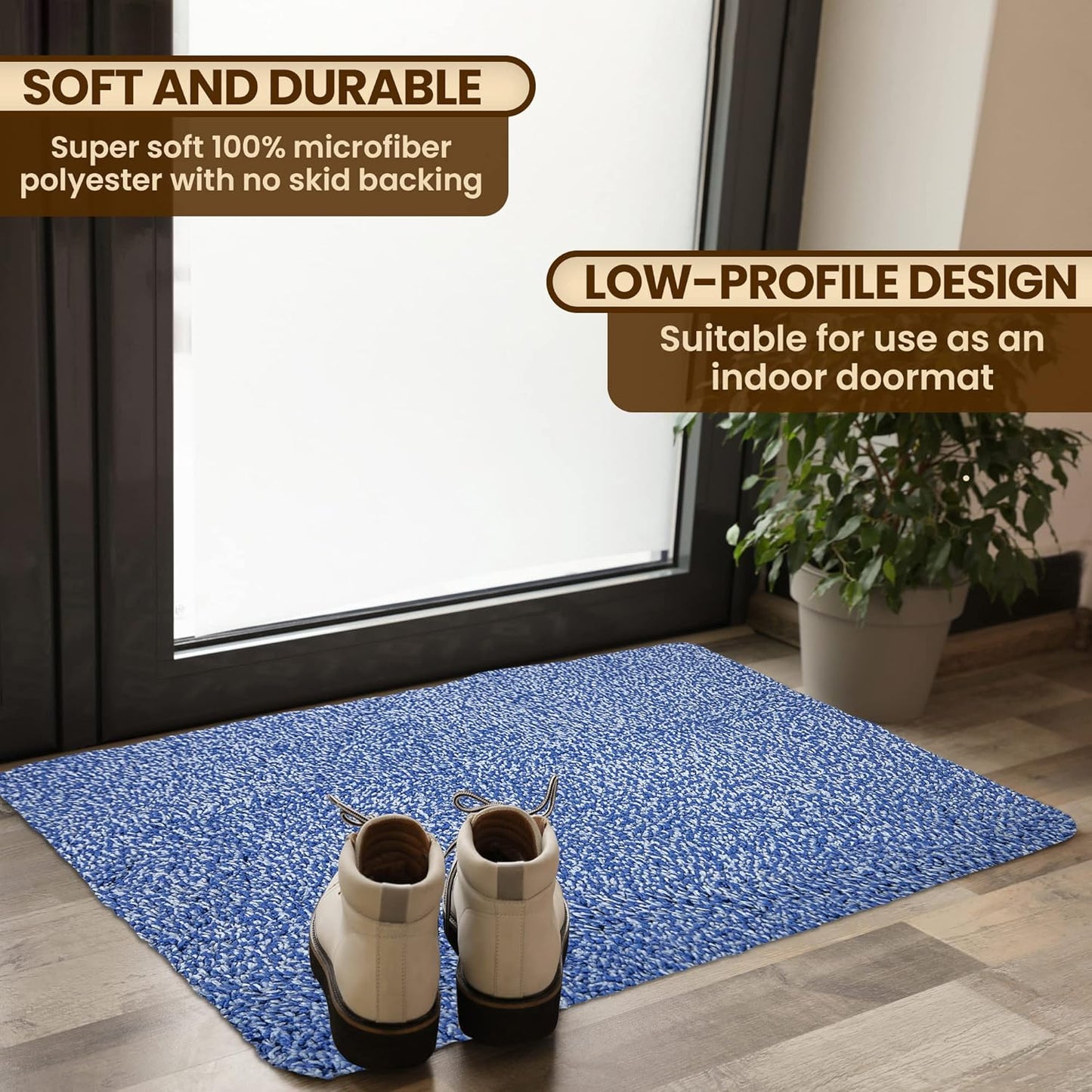 Premium Microfiber Indoor Door Mat – 36"x60" Washable Entry Mat, Non-Slip, Waterproof Backing, Super Absorbent, Low Profile Entryway Doormat for Indoor Entrance