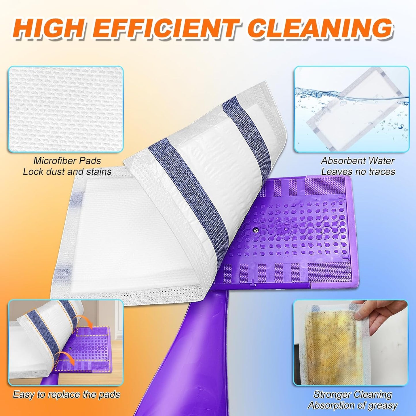 Mopping Pad Refill Compatible with Swiffer Wet Jet Mop Disposable Wet Jet Mopping Pads for All Purpose Multi-Surface Hardwood Floor Cleaning Thickness & Absorbent, 24 Count