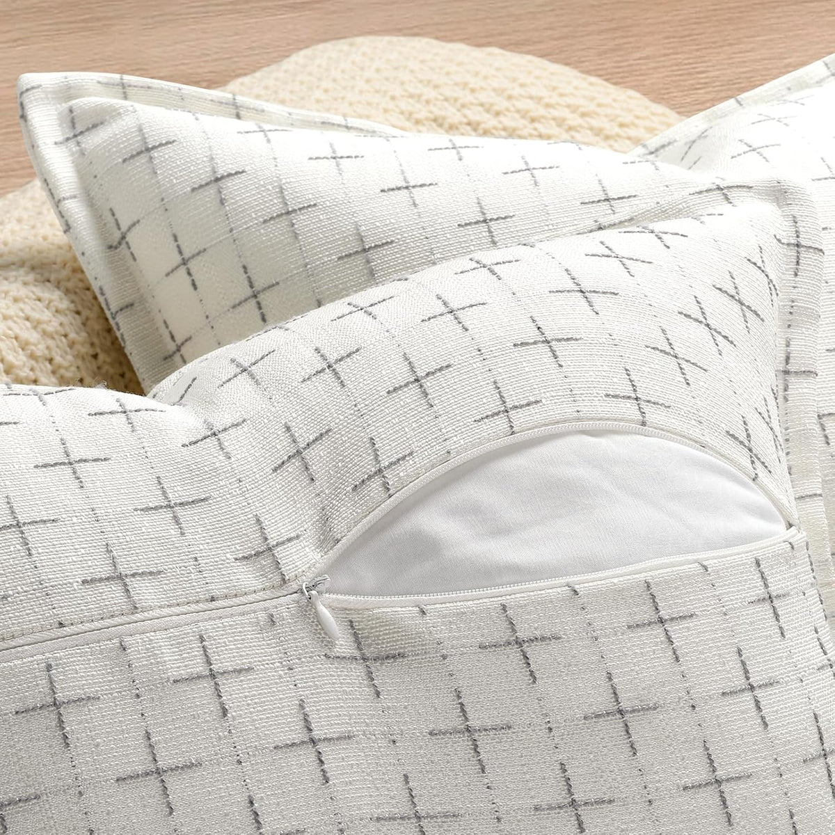 ZWJD Pillow Covers 20x20 Set of 2 Soft Polyester Textured Pillow Covers with Stylish Flange Edge Cozy Farmhouse Throw Pillows for Couch Bed Sofa Living Room