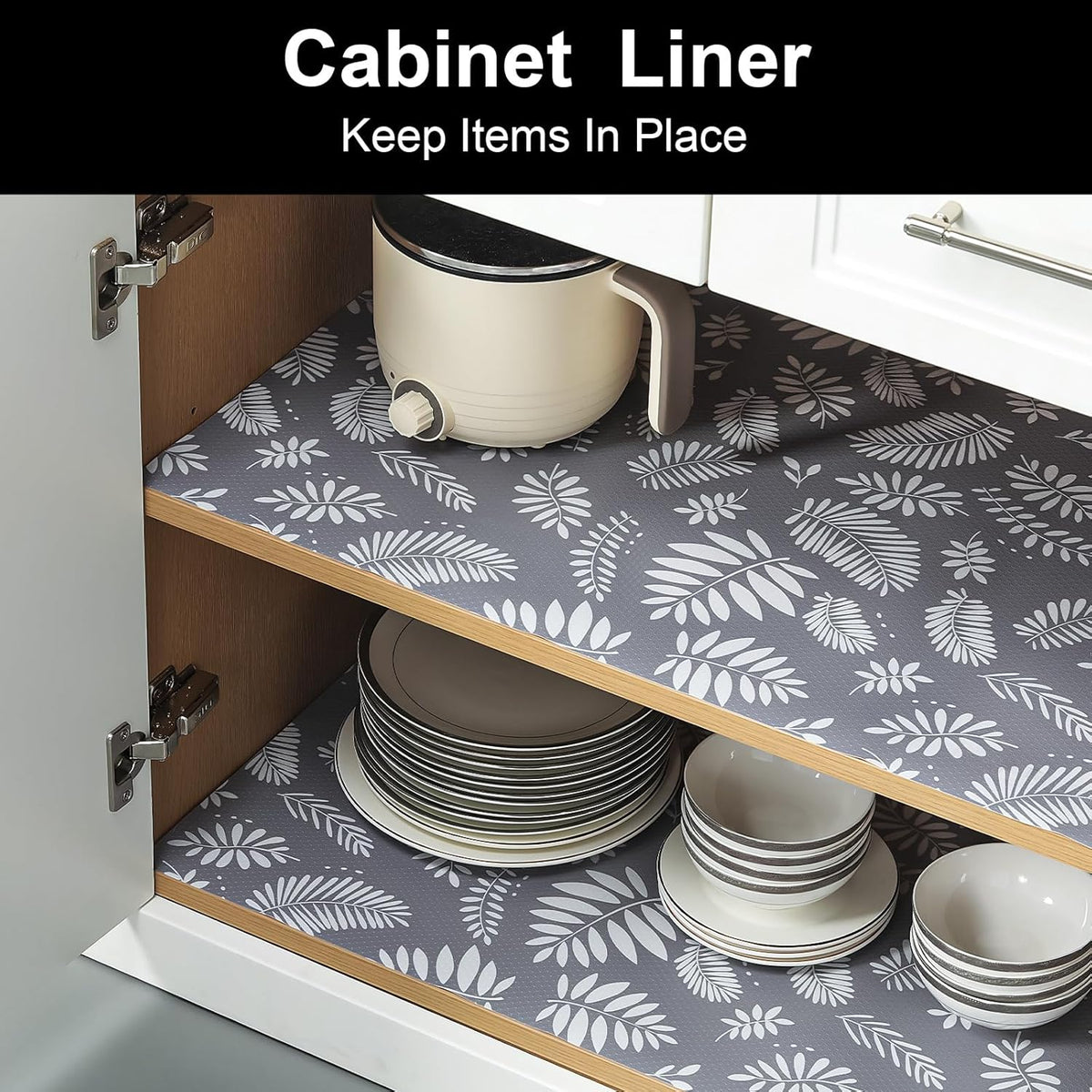 Cooyes Shelf Liners for Kitchen Cabinets Waterproof & Oil-Proof Kitchen Cupboard Mats Non-Slip Drawer Mats EVA Material Non Adhesive Fridge Liner for Shelves