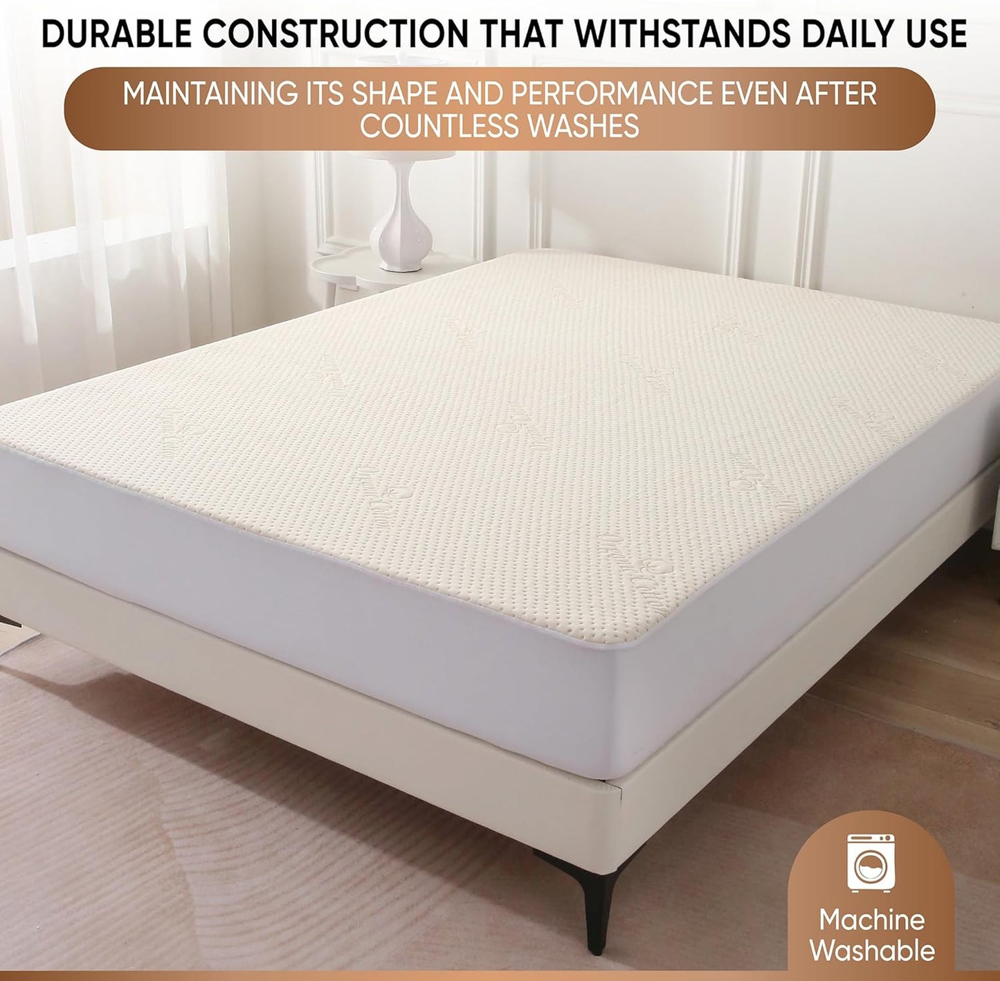 Luxury Waterproof Organic Mattress Protector King - Organic Cotton Breathable Mattress Pad Cover - New 380 GSM Comfort - Deep Pocket - Jersey Cotton Skirt - Fitted Comfort
