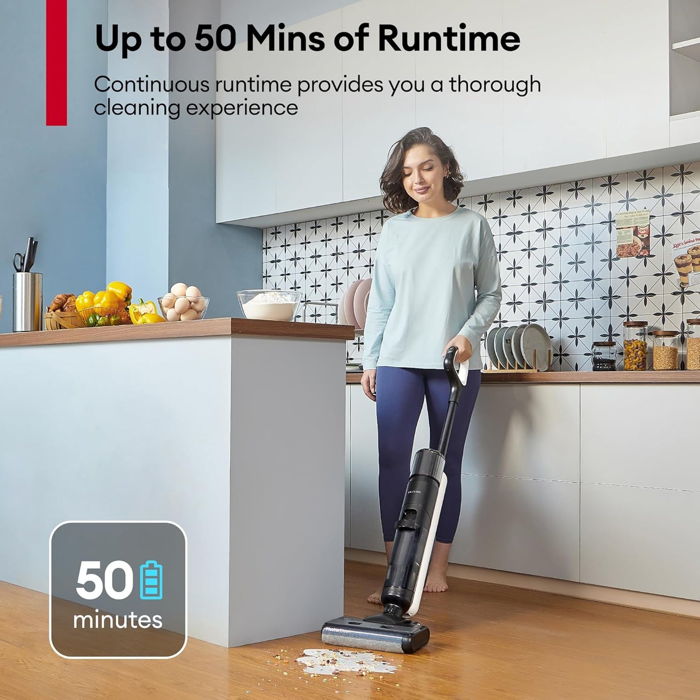 Ultenic Wet Dry Vacuum Cleaner, Cordless Vacuum Mop Combo with Self-Cleaning, 50min Runtime, Smart Mess Detection, Edge Cleaning, LED Display, 3-in-1 Floor Cleaner Machine for Hard Floor, AC1 Elite