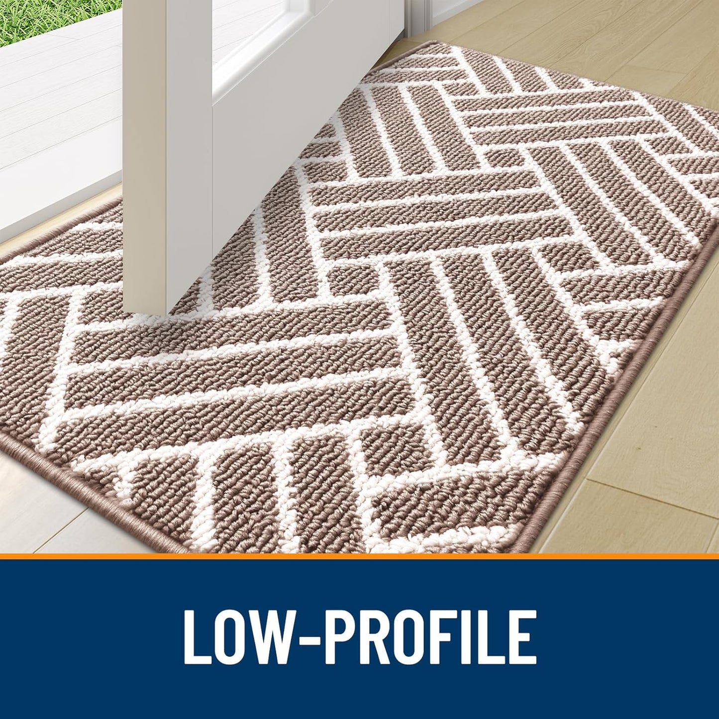 OLANLY Indoor Door Mat, 36x24 Inch, Dirt Resistant and Absorbent, Non-Slip Rubber Backing Floor Mats, Easy Clean Low-Profile Doormat for Entryway, Front Door, and Inside Entrance, Brown