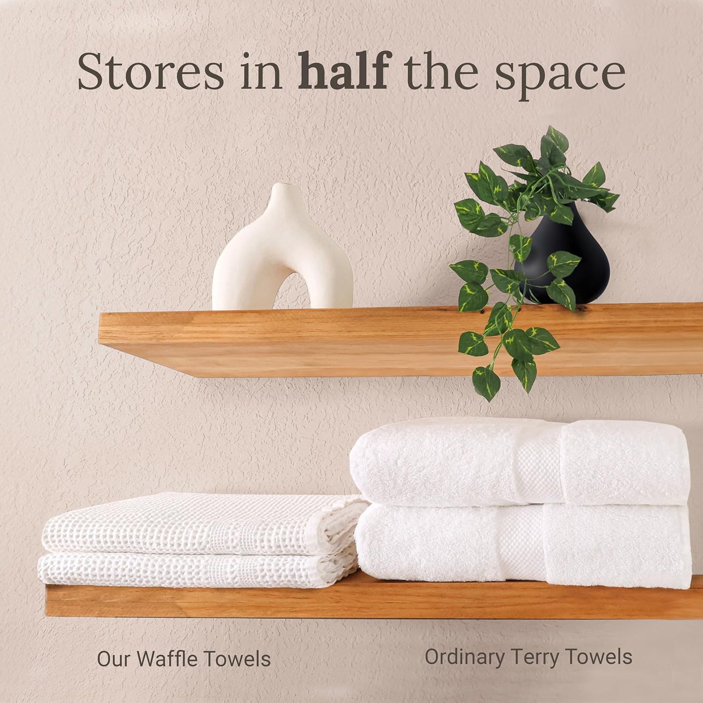 GILDEN TREE Waffle Towels for Bathroom, 100% Cotton Quick Dry Towel, Waffle Bath Towels Large, Absorbent Lightweight Travel Towel, Bath Towels Set of 2, Classic Style (White)
