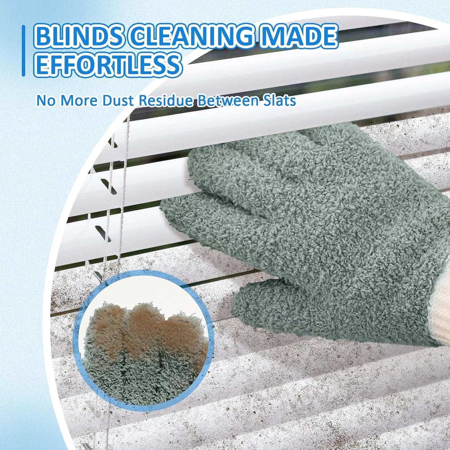 MIG4U Microfiber Dusting Gloves House Cleaning Glove for Blinds, Windows, Shutters, Furniture, and Car, Reusable Lint-Free Gray 2 Pairs S/M