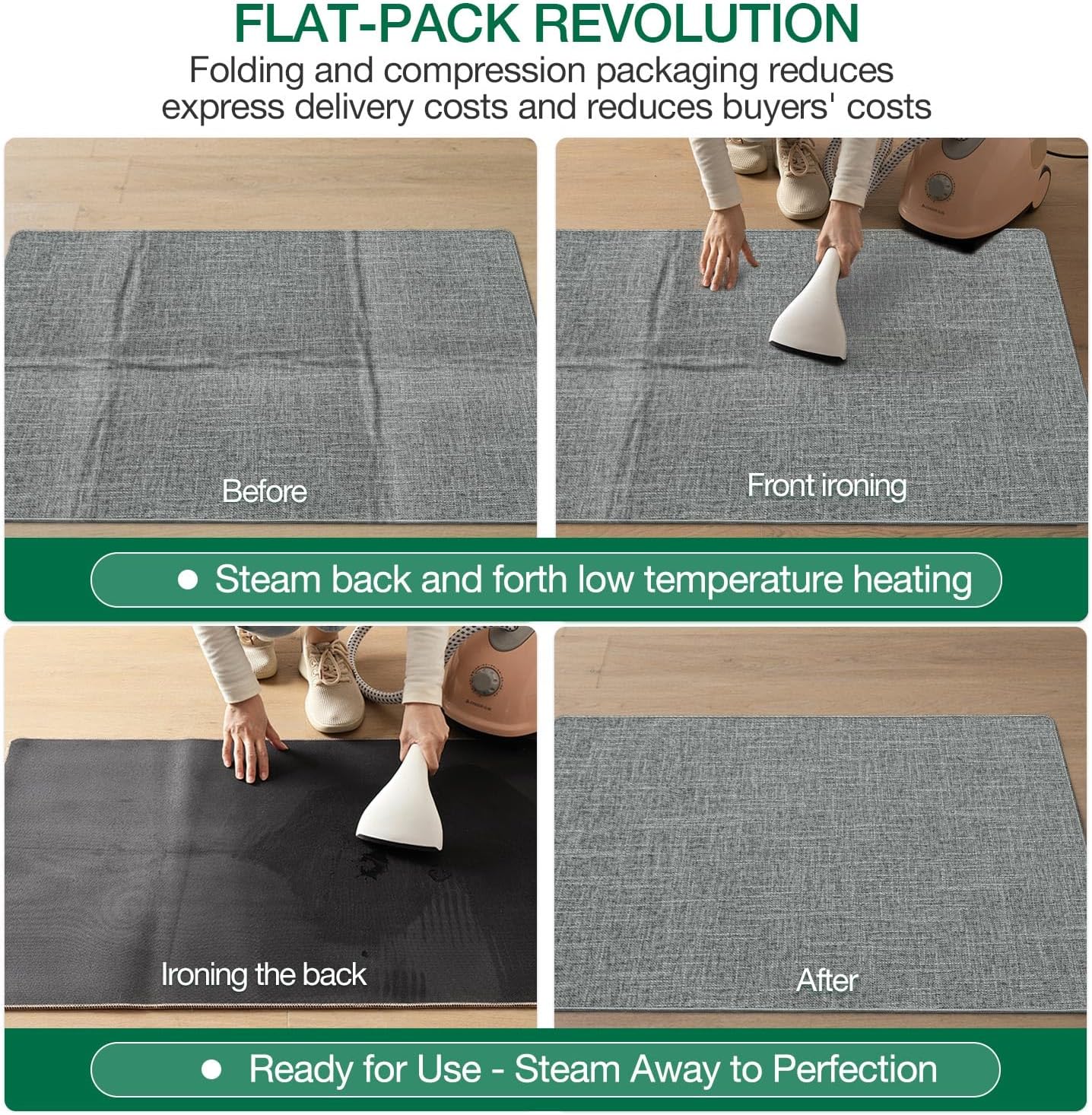 LUMI Ultra Thin Door Mat for Entryway, Low Profile Non Slip Rubber Backing Indoor Doormat, Easy Clean Welcome Entrance Mat for Inside House, Patio, Greenish Grey 20"x32"