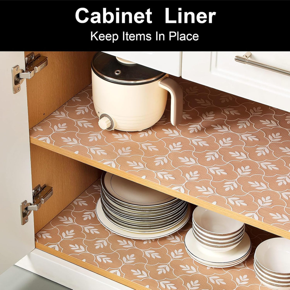 Cooyes Drawer and Shelf Liner, Non-Adhesive Shelf Liners for Kitchen Cabinets, Thick Strong Grip Mats for Desk, Shelves, Bathroom Drawers, Fridge, Cabinet Protection